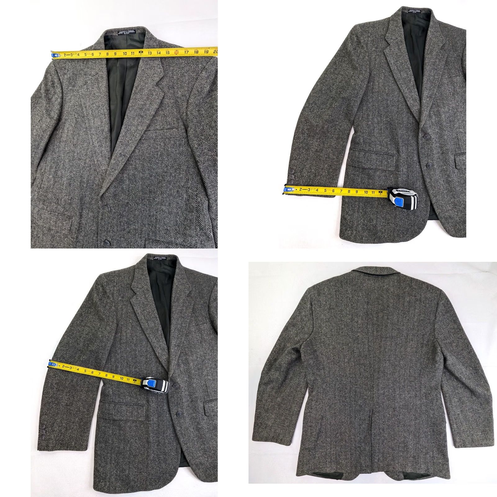 Vintage Barrington Wool Tweed Herringbone Sport Coat Men 44 Gray Two-Button Notch Lapel Long Coat, Regular Size 44 Size US S / EU 44-46 / 1 - 9 Thumbnail