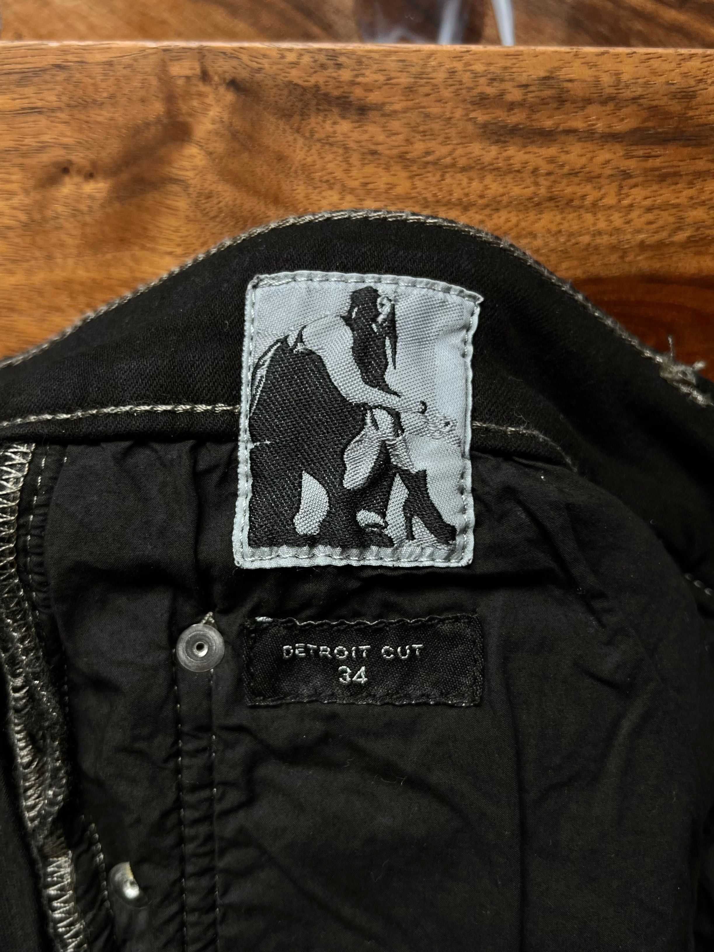 Rick Owens Rick Owens DRKSHDW ‘Detroit Cut’ Waxed Black Slashed Distressed Denim Size US 34 / EU 50 - 3 Thumbnail