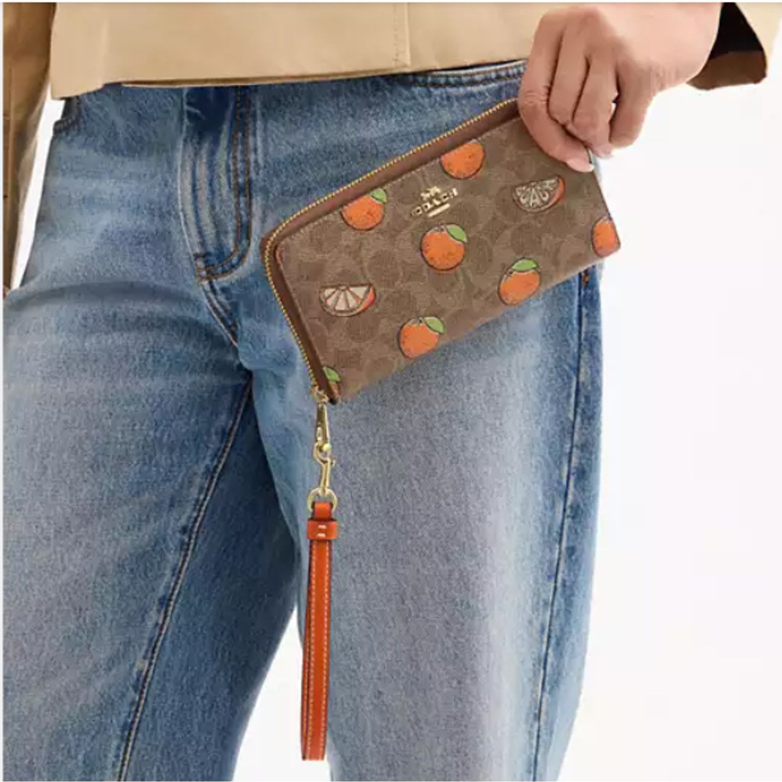 Coach Coach Long Zip Around Wallet SigCanvas Orange Print Wristlet Size ONE SIZE - 5 Thumbnail