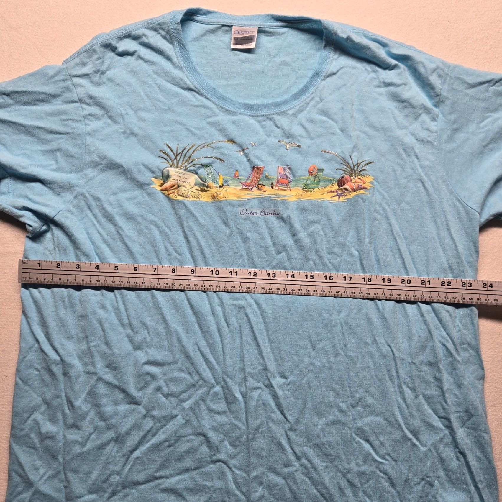 Gildan VINTAGE Outer Banks OBX North Carolina Beach T-Shirt Womens 2XL Blue Casual Short Sleeve Size XXL / US 16-18 / IT 52-54 - 5 Thumbnail