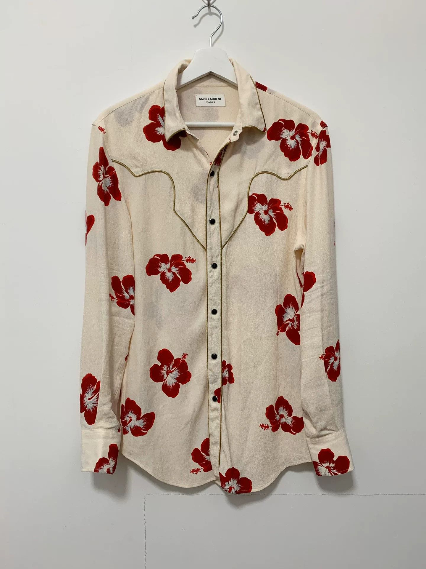 Hedi Slimane Saint Laurent 16FW Hibiscus Shirt Size US S / EU 44-46 / 1 - 1 Thumbnail