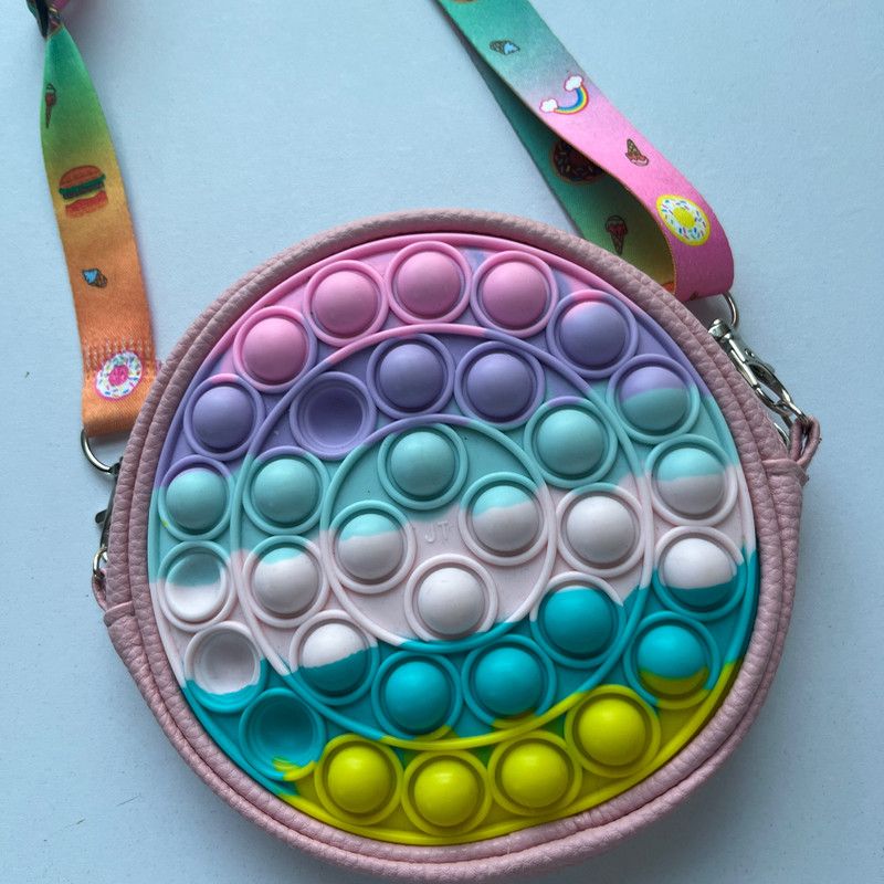 Designer Circular Crossbody Bag with Pop-it Sensory Design 8 Inch Size ONE SIZE - 5 Thumbnail