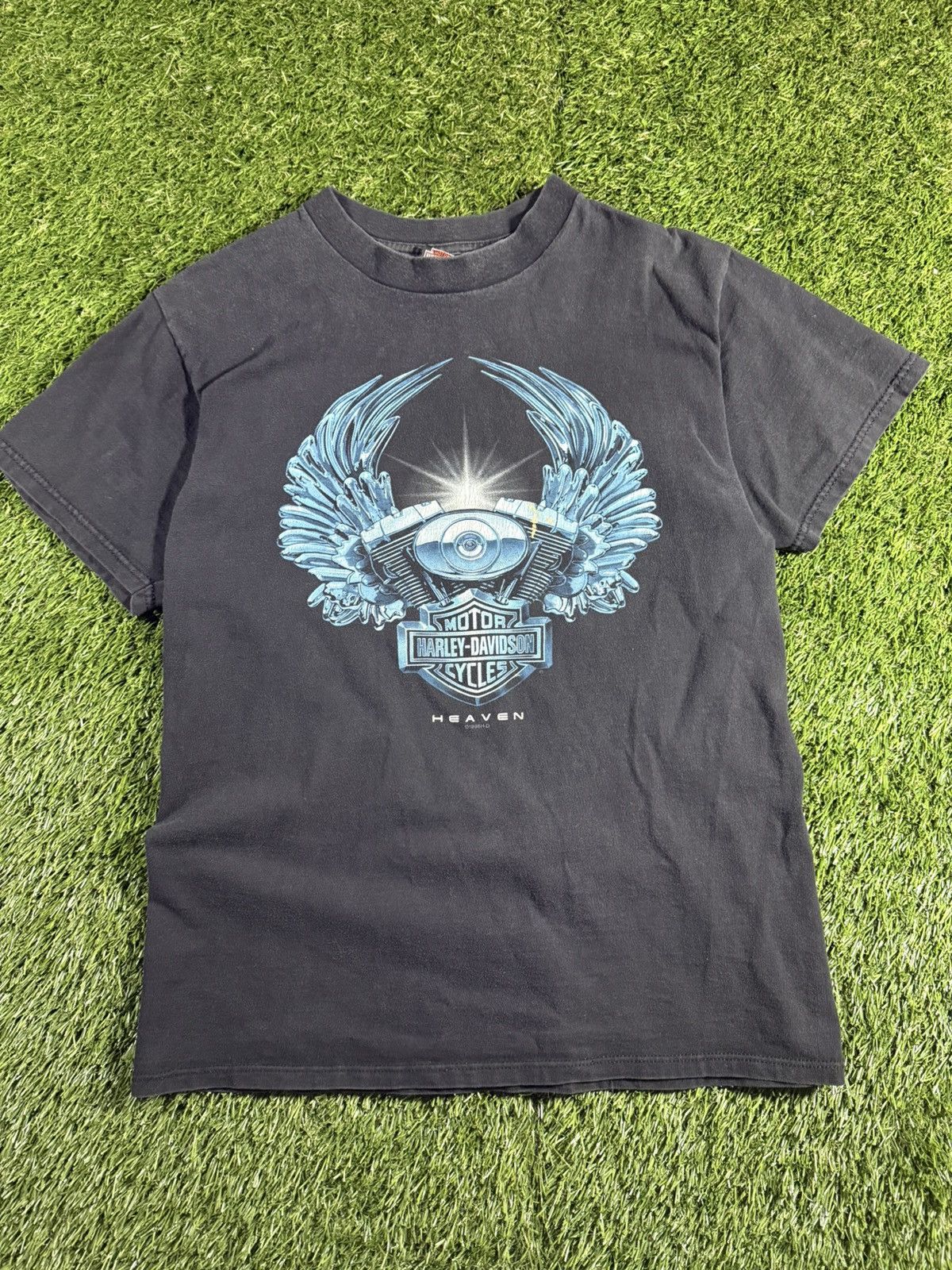 Harley Davidson Vintage 90s Harley Davidson Heaven Faded Biker Graphic Tee Size US L / EU 52-54 / 3 - 1 Thumbnail