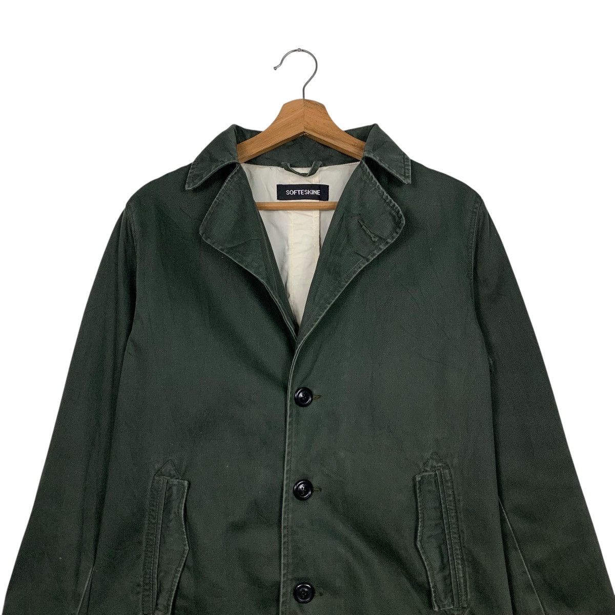 Vintage 90’s SOFTESKINE Olive Green Casual Jacket #2652-C119 Size US S / EU 44-46 / 1 - 2 Thumbnail