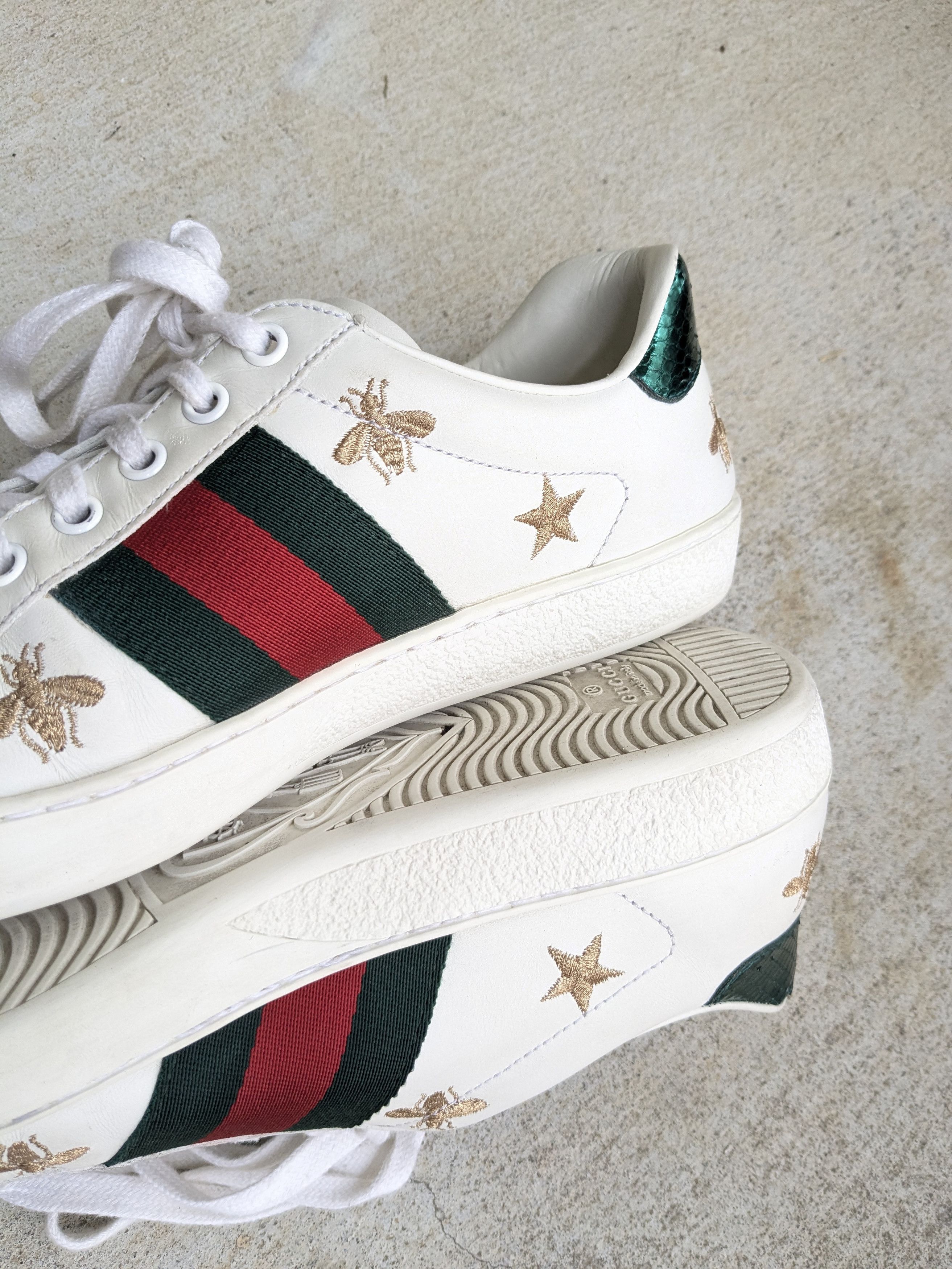 Gucci Gucci Ace Sneakers White Bee Stars Low 7 Leather Size US 7 / EU 40 - 15 Thumbnail