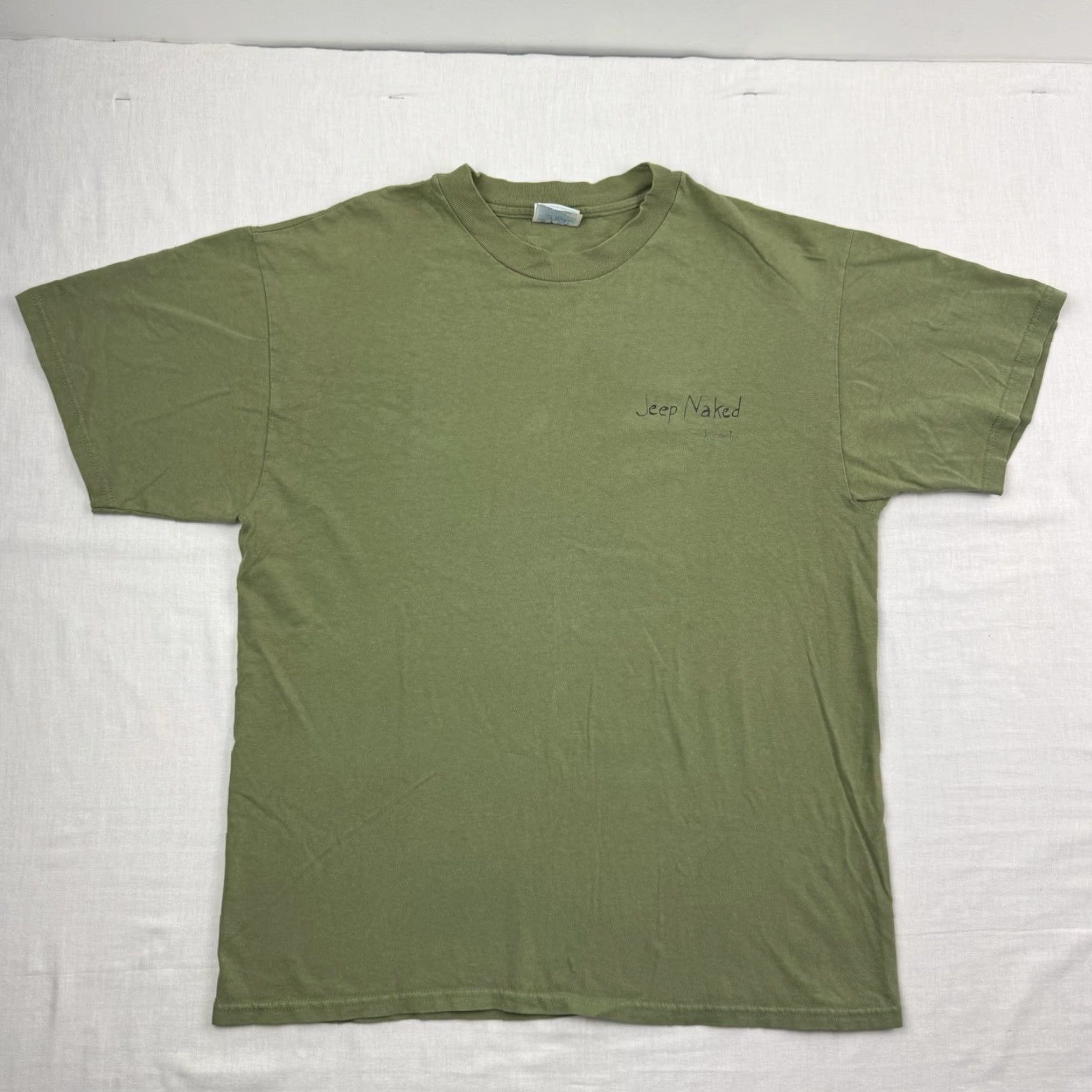 Hanes VINTAGE Hanes Jeep Naked T-Shirt Adult Large Green 90s Funny Hipster Mens Size US L / EU 52-54 / 3 - 3 Thumbnail