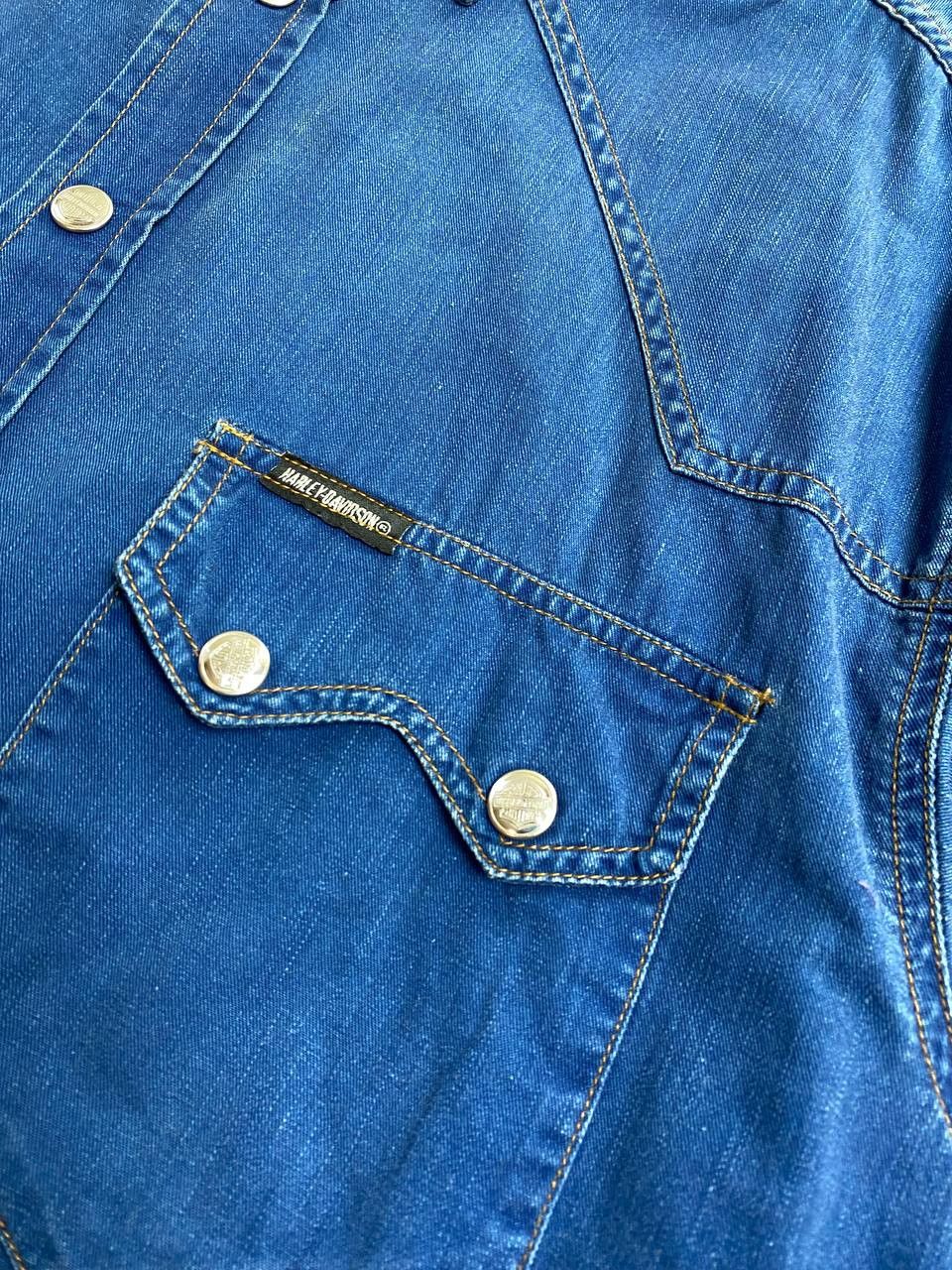 Harley Davidson × Vintage Vintage 90s Harley Davidson Denim Button Up Shirt Size US XL / EU 56 / 4 - 9 Thumbnail