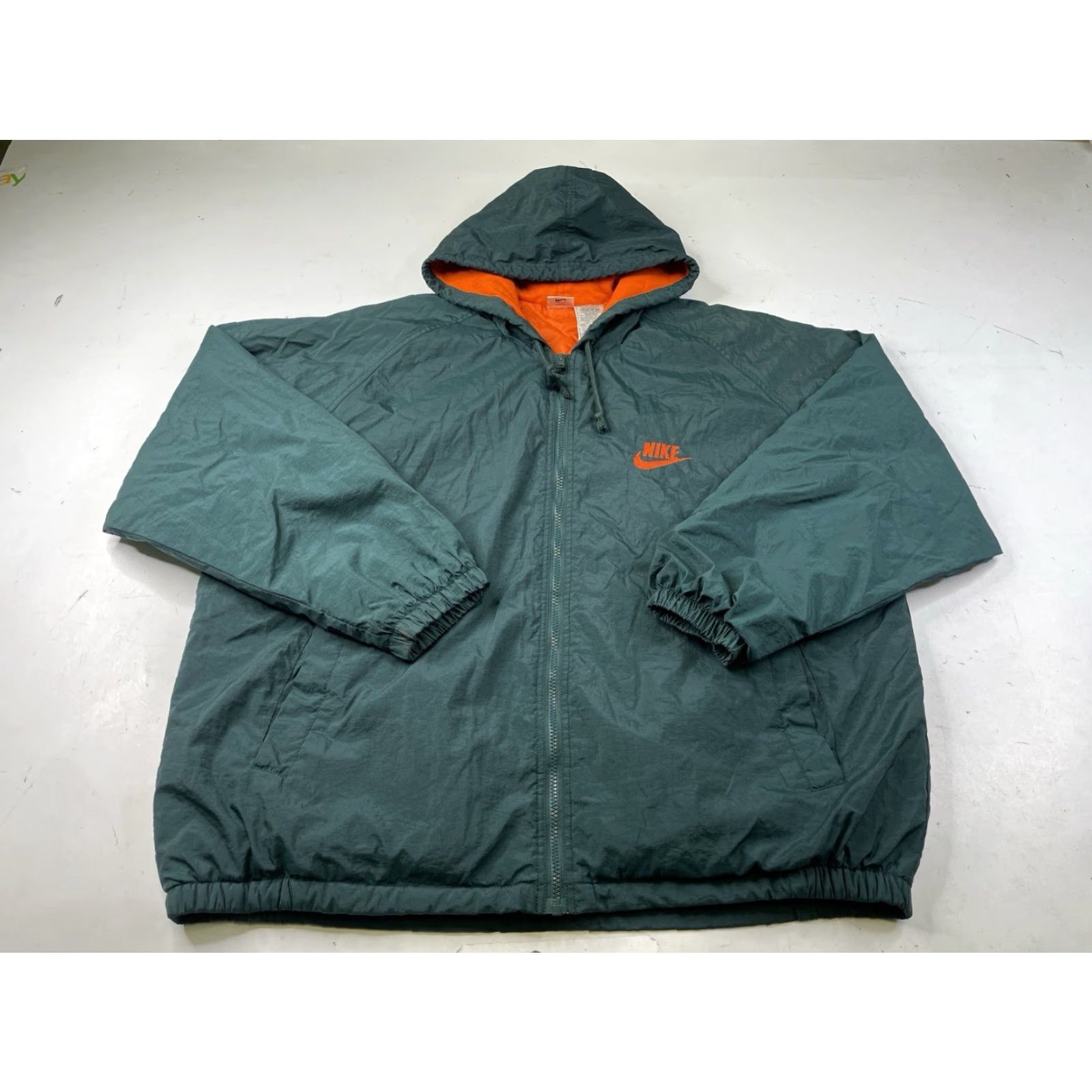 Nike VINTAGE Nike Jacket SWOOSH 90s Streetwear Winter Men 2XL Green Orange Nike Mens Jacket Size US XXL / EU 58 / 5 - 2 Thumbnail