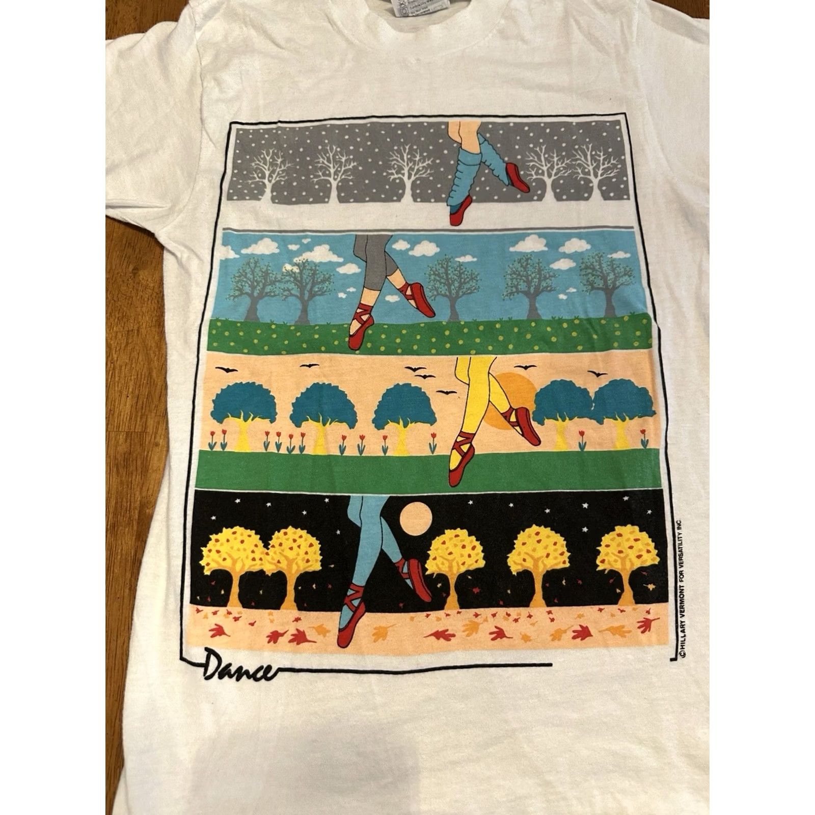 Hanes VINTAGE 80's Dance Graphic T Shirt Small Women’s Art Size S / US 4 / IT 40 - 2 Thumbnail