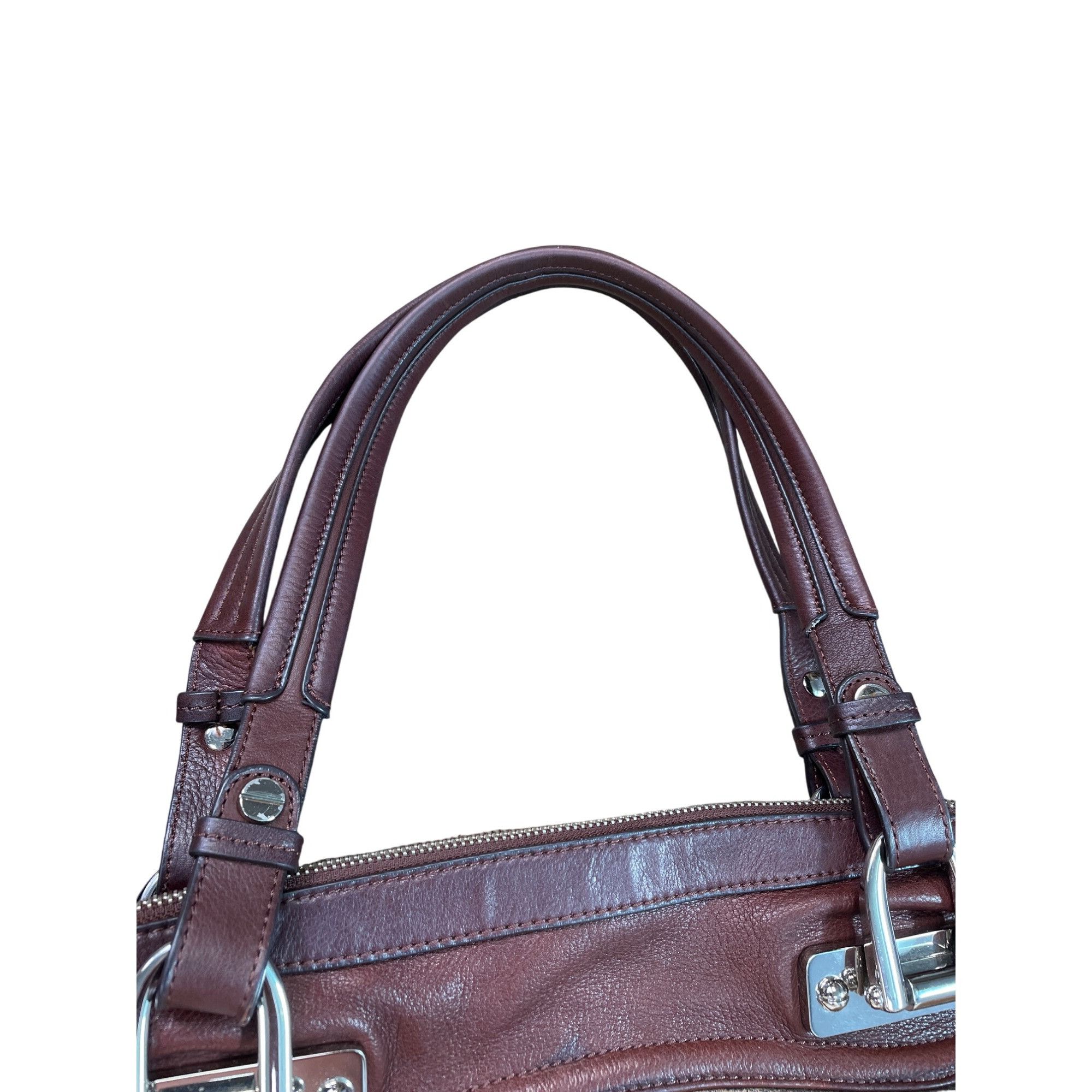 Other B. Makowsky Zebra Leather Shoulder Handbag Red/Brown Womens Size ONE SIZE - 2 Thumbnail
