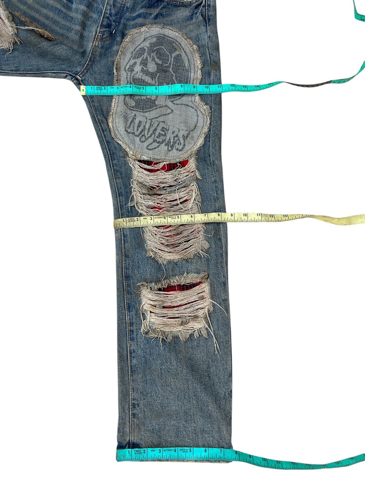 Super Lovers Vintage Super Lovers Japan Distress Dirty Mud Denim Jeans Size US 31 - 5 Thumbnail