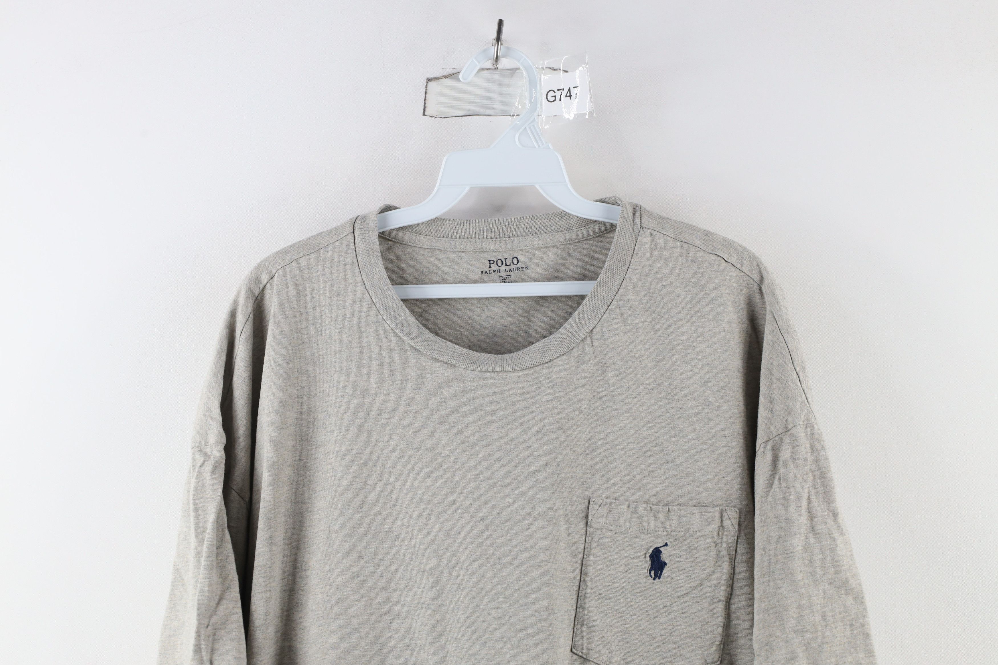 Ralph Lauren × Vintage Vintage Ralph Lauren Short Sleeve Pocket T-Shirt Gray Size US XXL / EU 58 / 5 - 2 Thumbnail