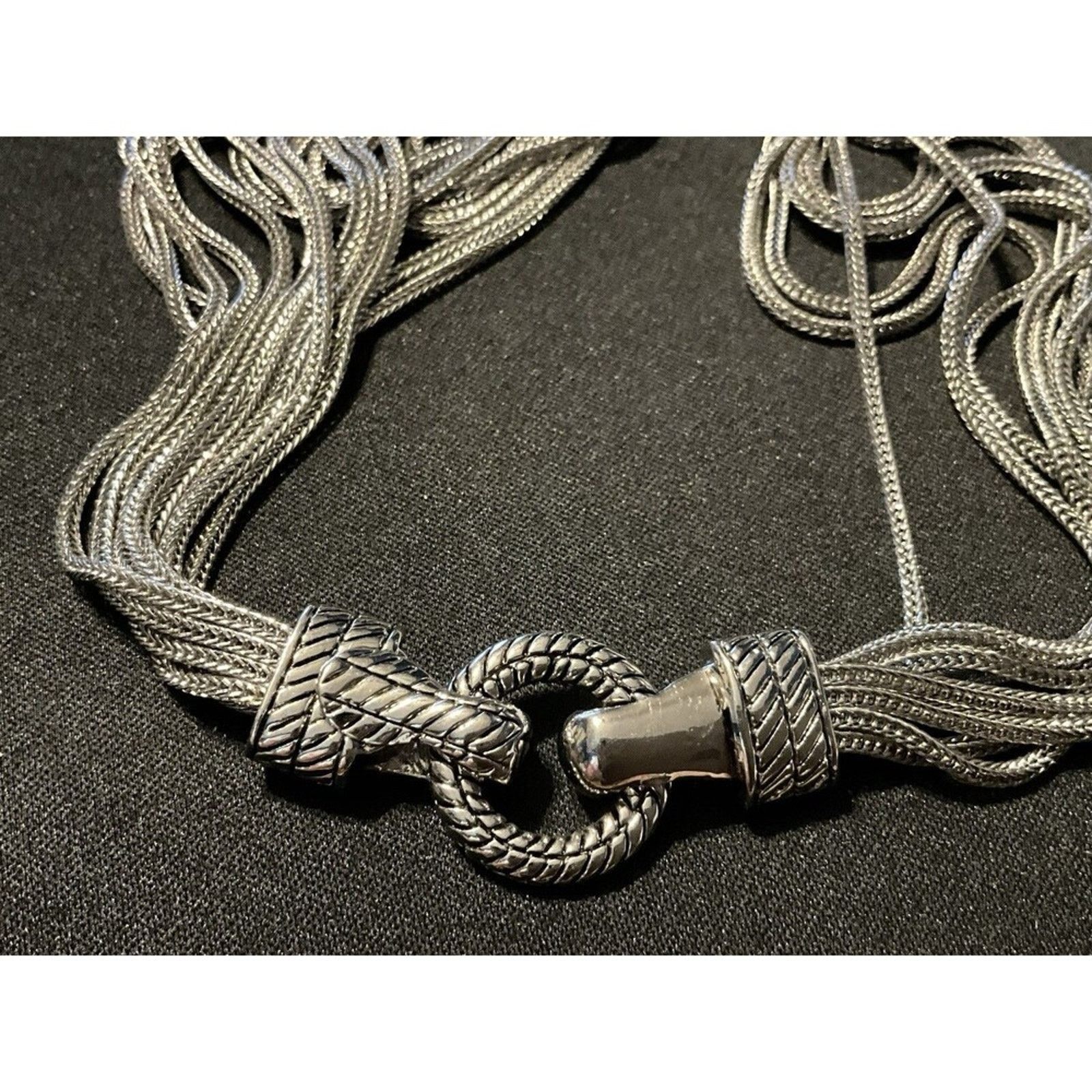 Other Lot Of 3 Silver Tone Necklaces All High Quality (Read Desc) Size ONE SIZE - 6 Thumbnail