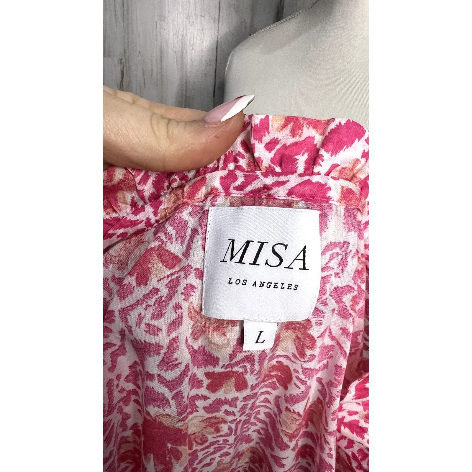 MISA Los Angeles MISA Los Angeles Lilian Dress Large Pink Floral Knee Length Size L / US 10 / IT 46 - 10 Thumbnail