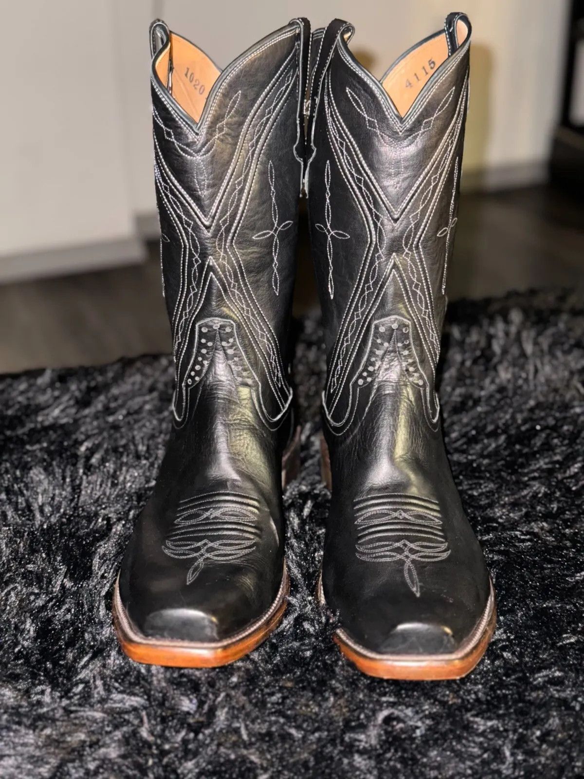 Rios of Mercedes Rios of Mercedes Black Bison Leather Cowboy Boots size