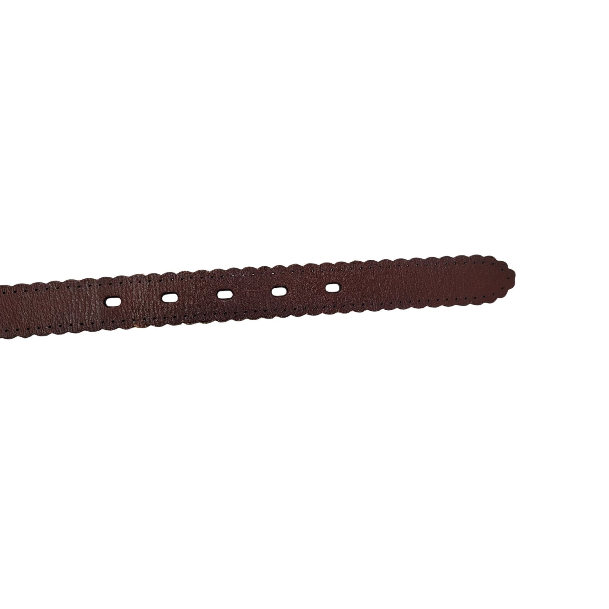 Fossil Vintage Fossil Womens Brown Leather Belt L Scalloped Perfora Size ONE SIZE - 10 Thumbnail