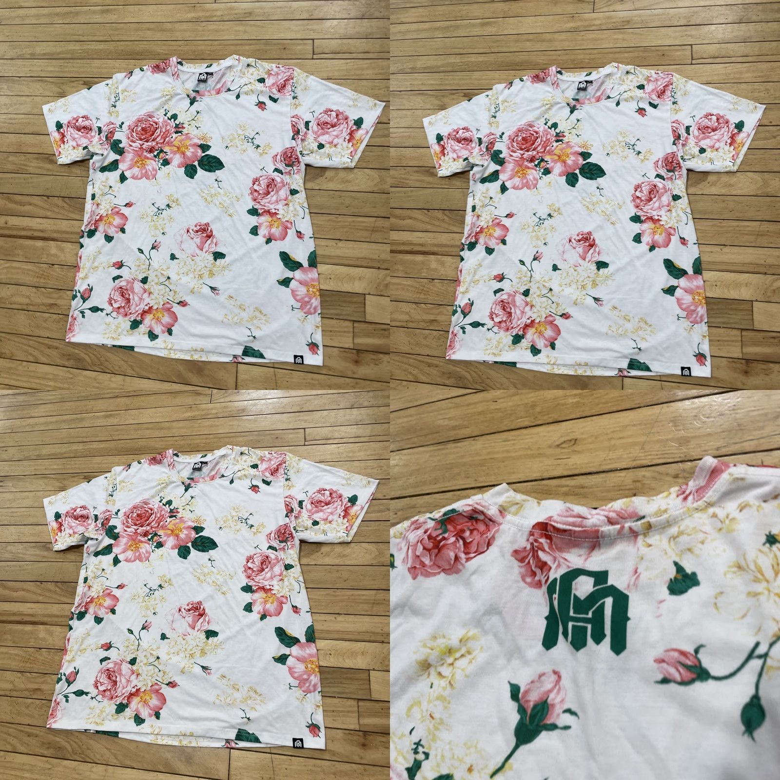 ALOHAS Into the AM T Shirt Men XL Floral White Pink Green Club Aloha Graphic Tee 44" Size US XL / EU 56 / 4 - 10 Thumbnail