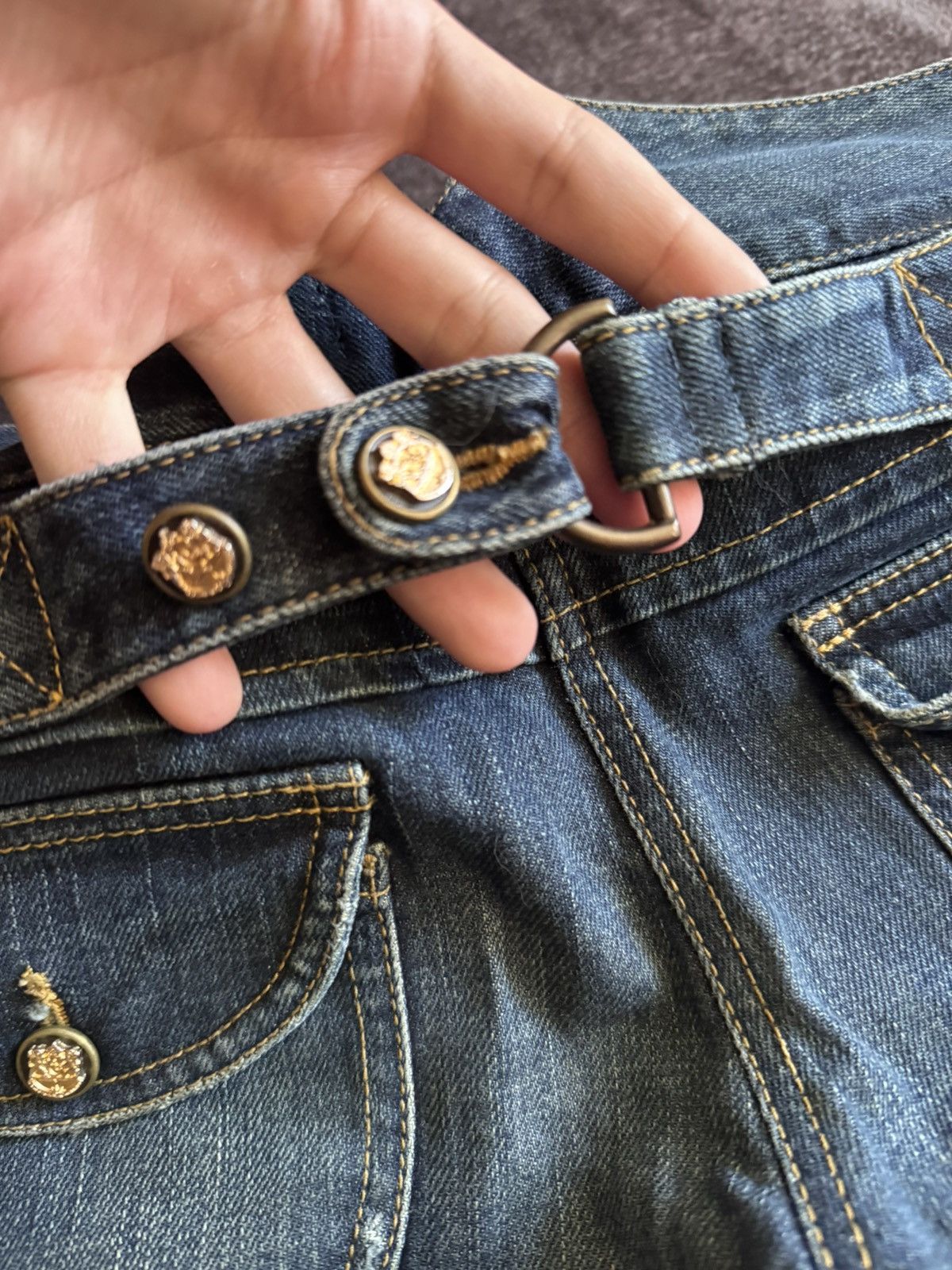 Dolce & Gabbana Vintage Navy Military Style Button Front Denim Jeans Size 27" / US 4 / IT 40 - 16 Thumbnail