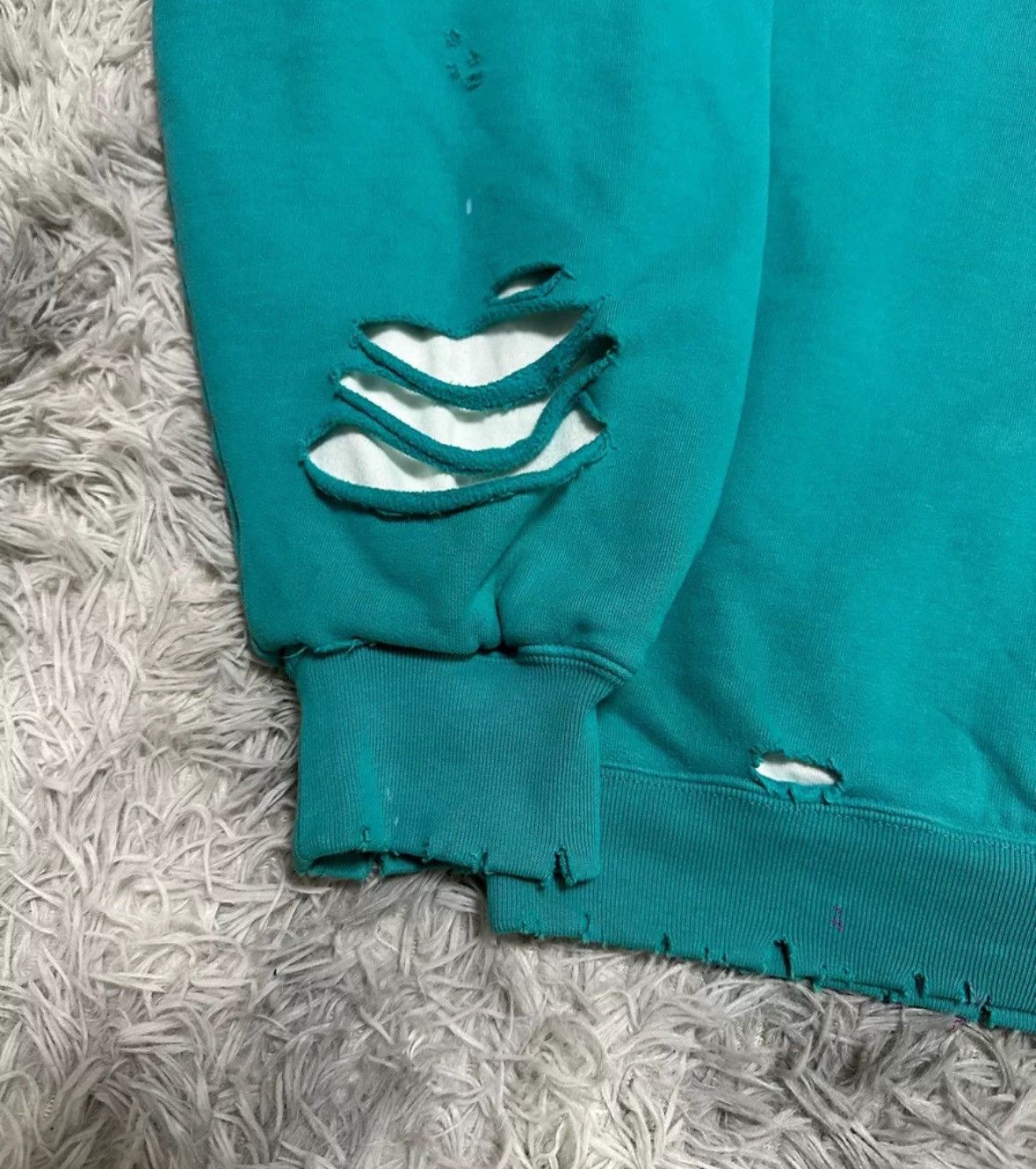Balenciaga Balenciaga Lake Blue Destruction Double layered Hoodie Size US XXS / EU 40 - 8 Thumbnail