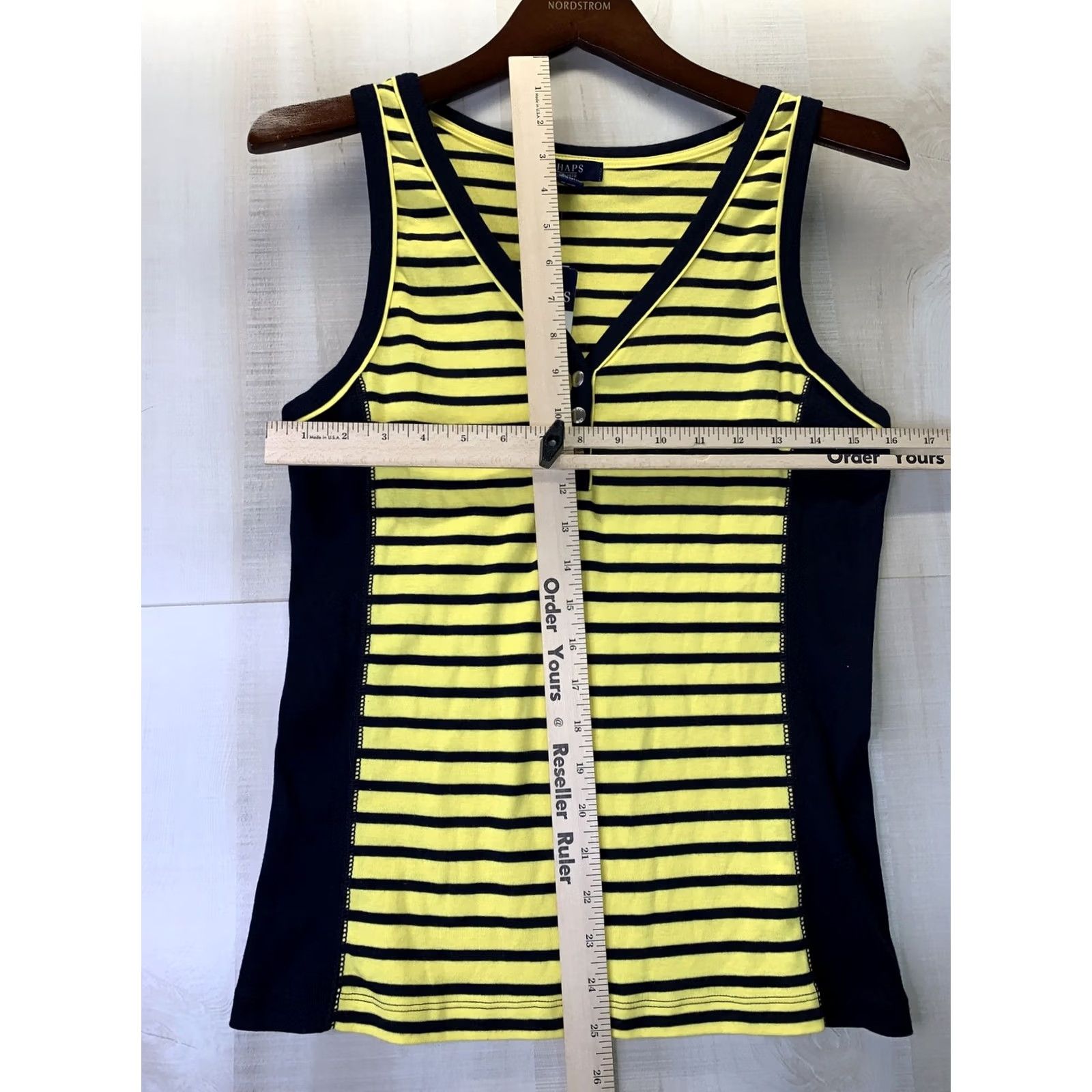 Chaps Chaps Tank Top Womens M Blue Yellow NWT Striped Sleeveless V-Neck Casual Shirt 100% Cotton Modern Basic Size M / US 6-8 / IT 42-44 - 5 Thumbnail
