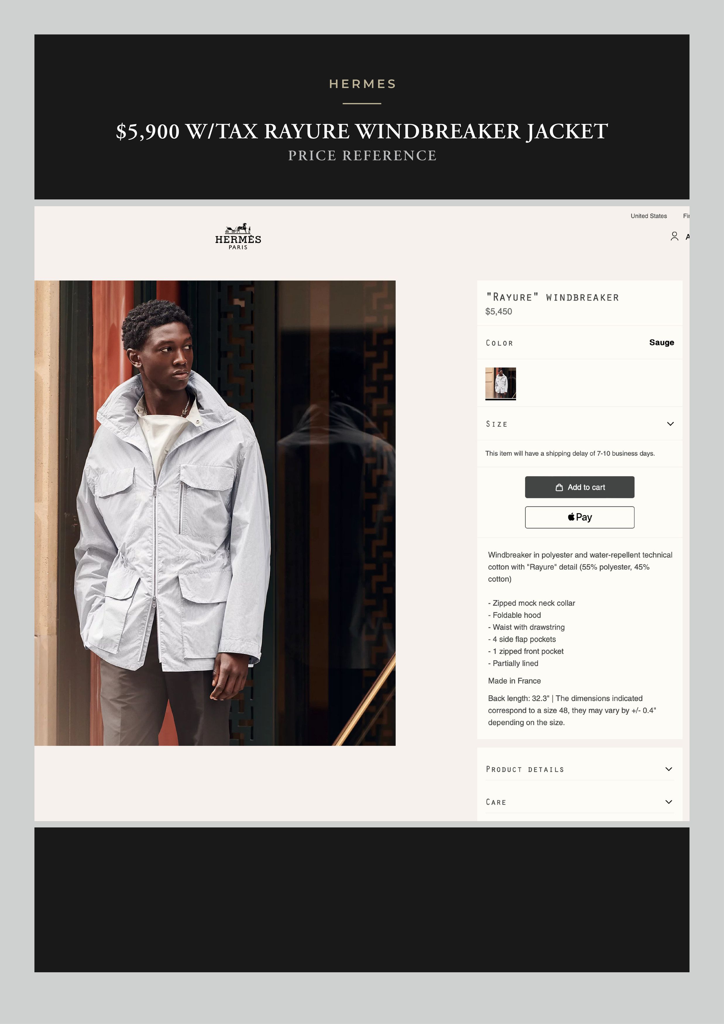 Hermes Coveted Rare New $5,900 w/tax HERMES “Rayure” Windbreaker Size US M / EU 48-50 / 2 - 5 Thumbnail