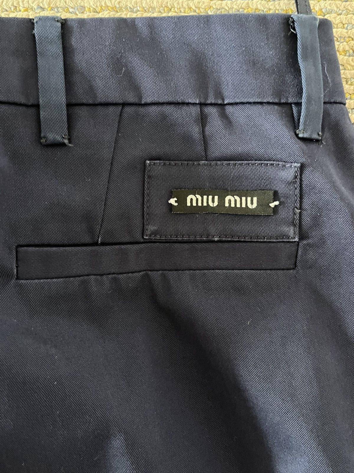Miu Miu Navy Cropped Logo Patch Pants Size 25" / US 0 / IT 36 - 3 Thumbnail