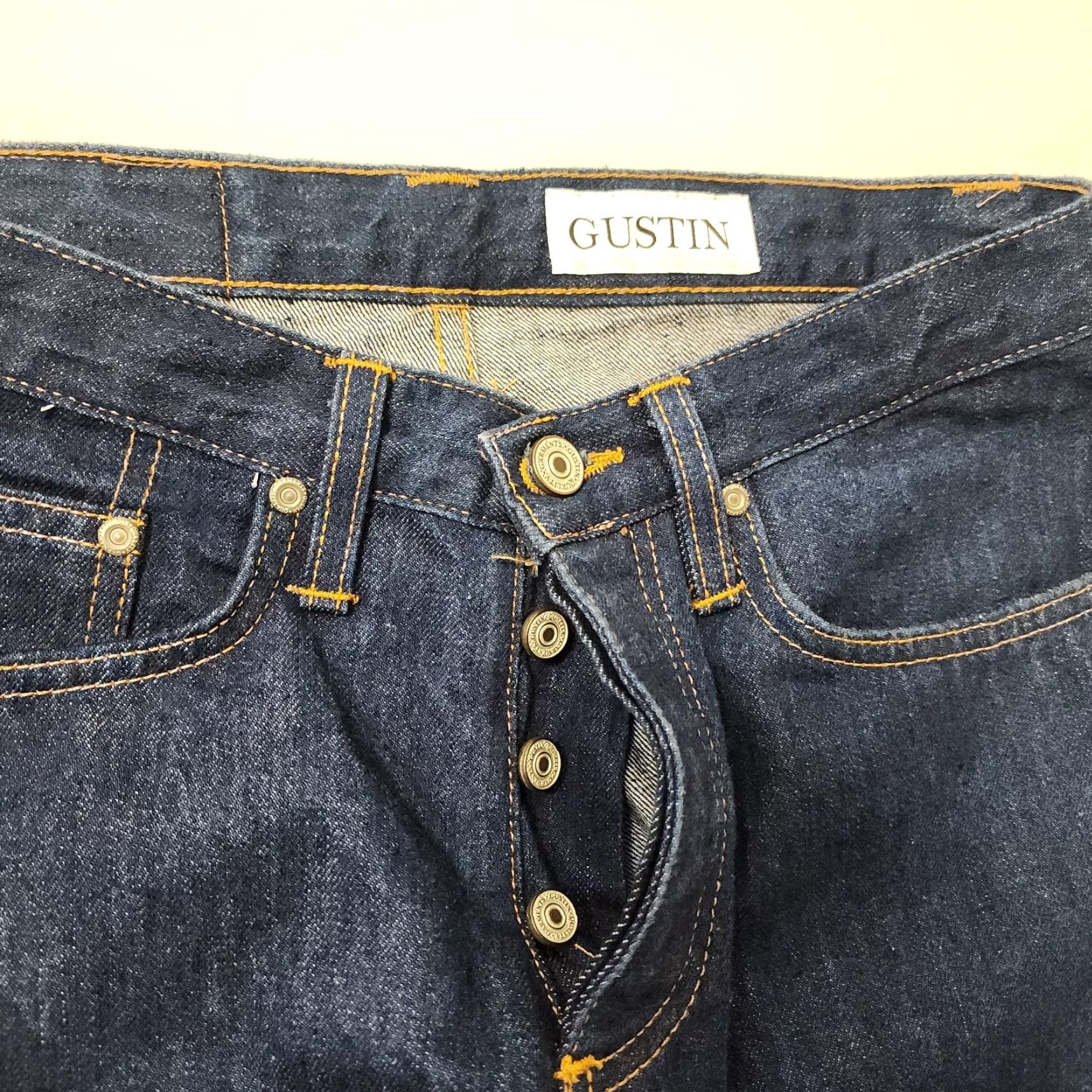 Gustin Gustin Selvedge Jeans Mens 30x34 Blue Slim Straight Denim Button Fly Jeans Mens Slim Straight 30 34 Blue Mens Size US 30 / EU 46 - 5 Thumbnail