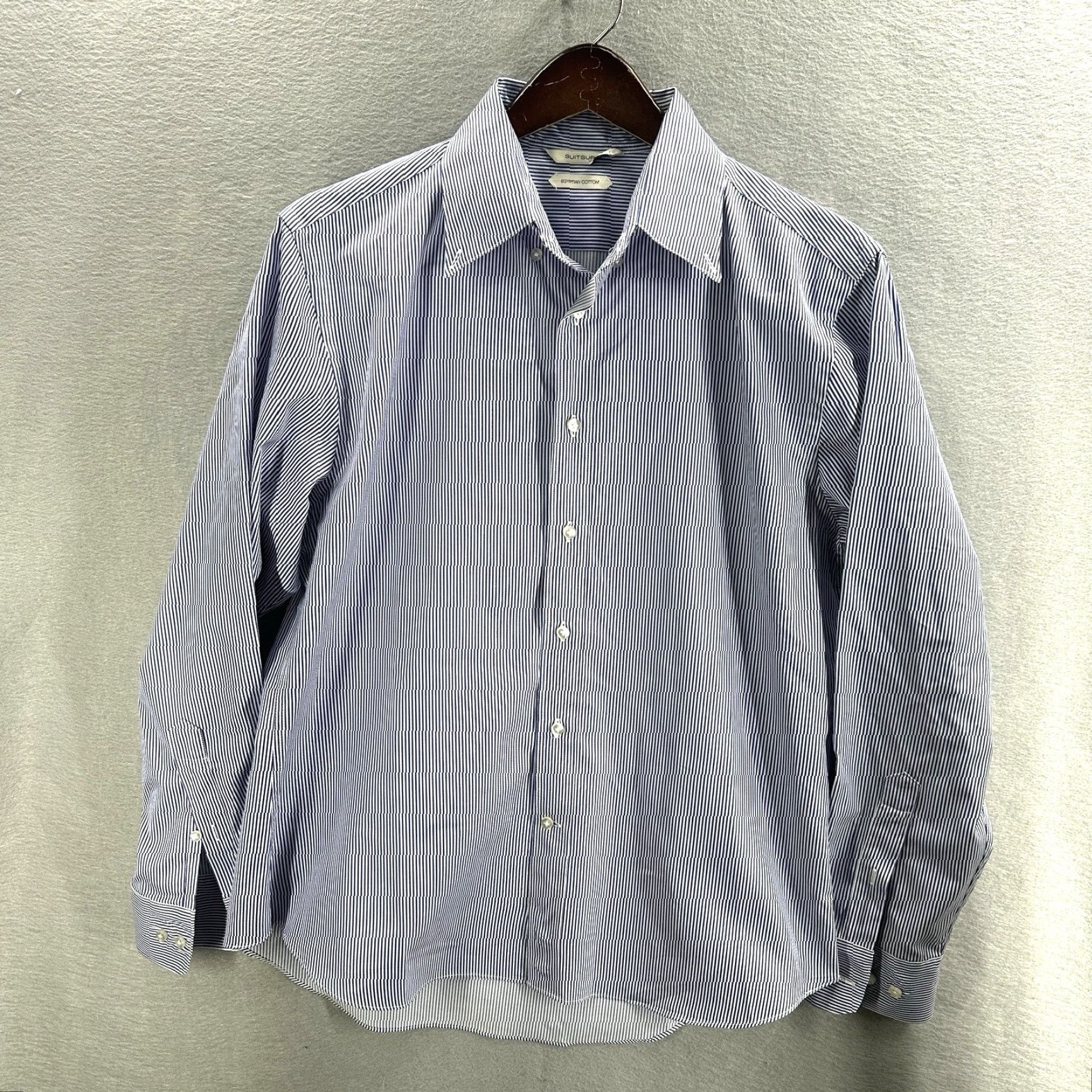 Suitsupply Suitsupply Shirt Men's Small Blue Striped Egyptian Cotton Extra Slim Fit Preppy Size US S / EU 44-46 / 1 - 2 Thumbnail