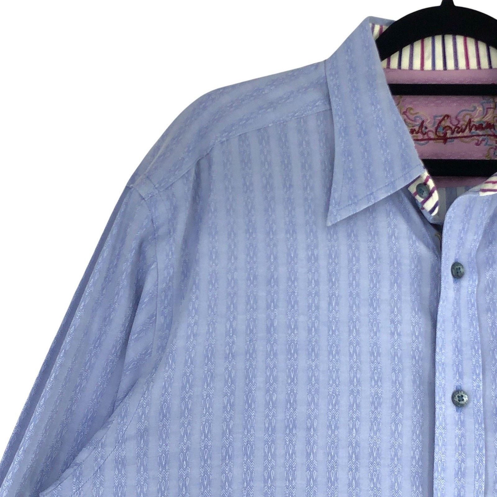 Robert Graham Robert Graham Shirt L Lilac Jacquard Stripe Button Contrast Size US L / EU 52-54 / 3 - 6 Thumbnail