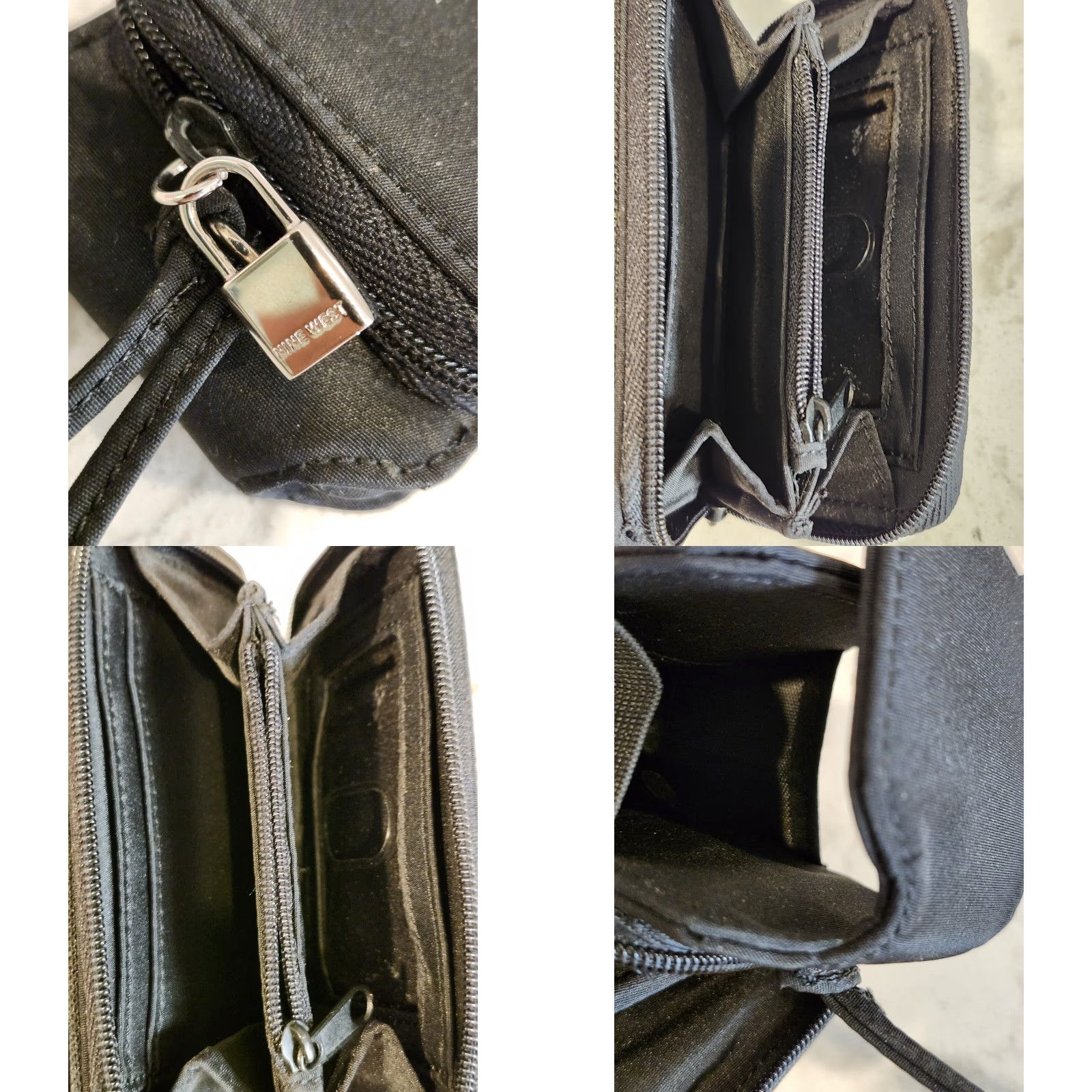 Nine West Nine West Sport Pouch Black Faux Leather Nylon Wristlet Card Holder Small Unisex Adults Men Women Bag Accessories Size ONE SIZE - 8 Thumbnail