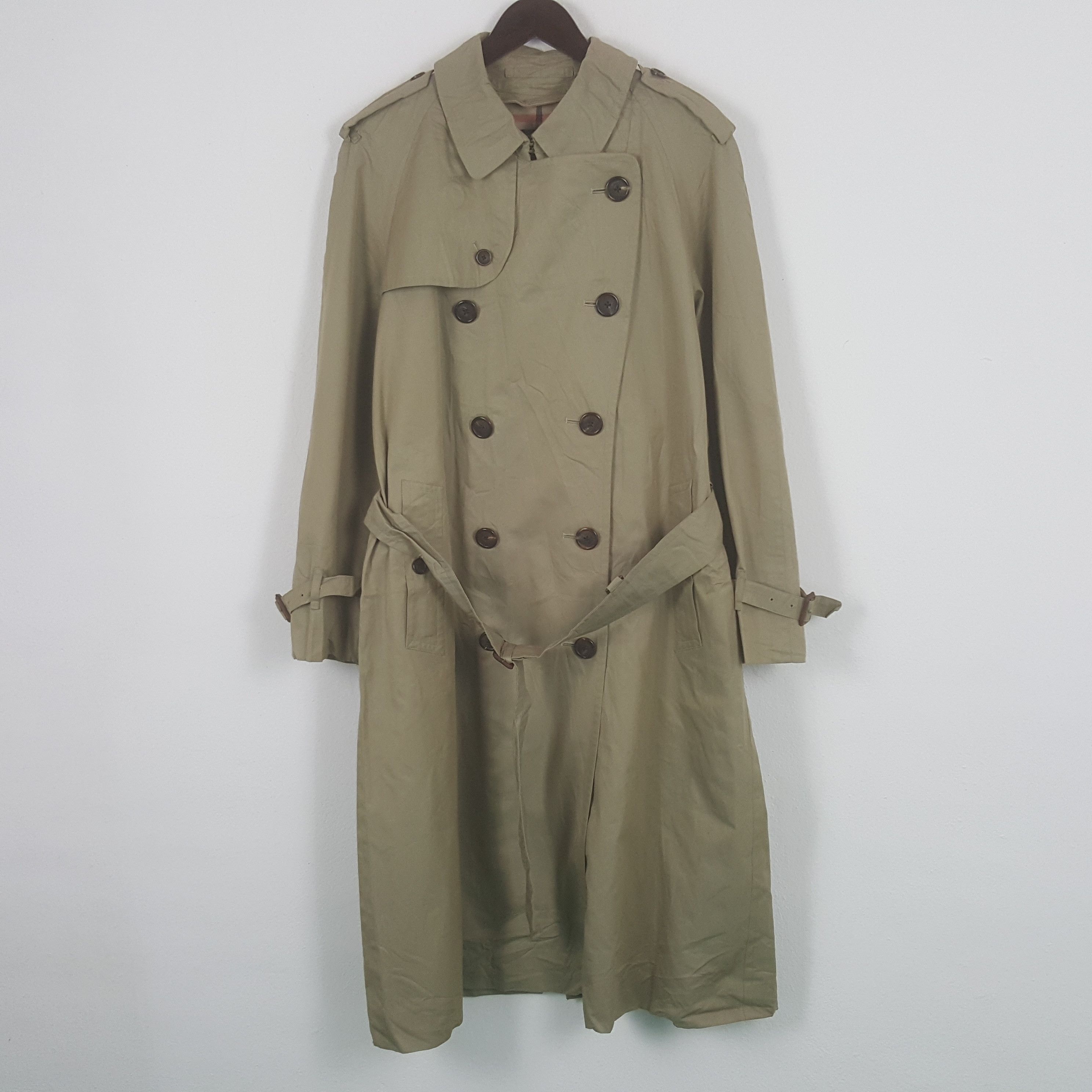 VINTAGE Burberry London Nova Check Trench Coat Double Breasted, size popular L