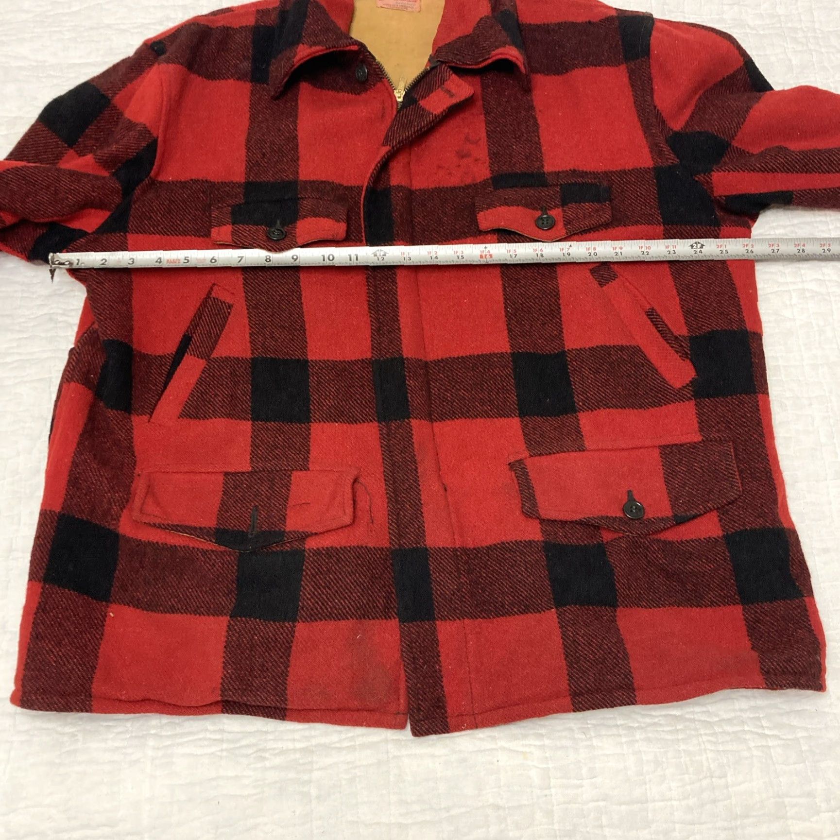 CO Weather Wise Jacket Mens XL Wool Buffalo Plaid 60s 70s VTG Red Overcoat Men XL Size US XL / EU 56 / 4 - 7 Thumbnail