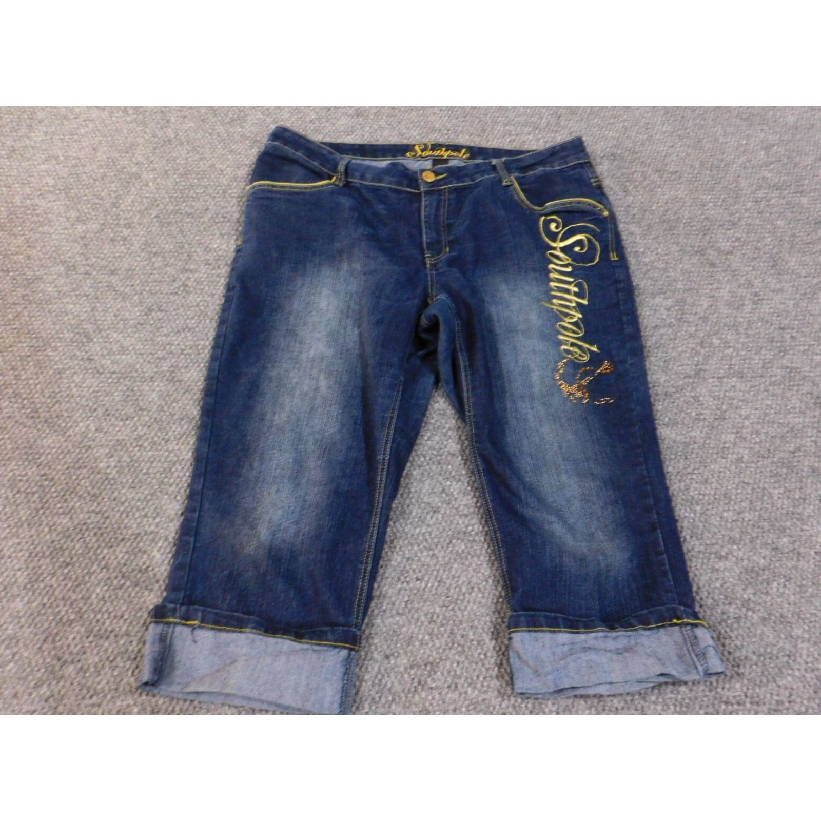 Southpole southpole Jeans Womens 18 Capri High Rise Denim Cuffed Hip Hop Vintage Style Blue Size 40" / US 18 - 3 Thumbnail