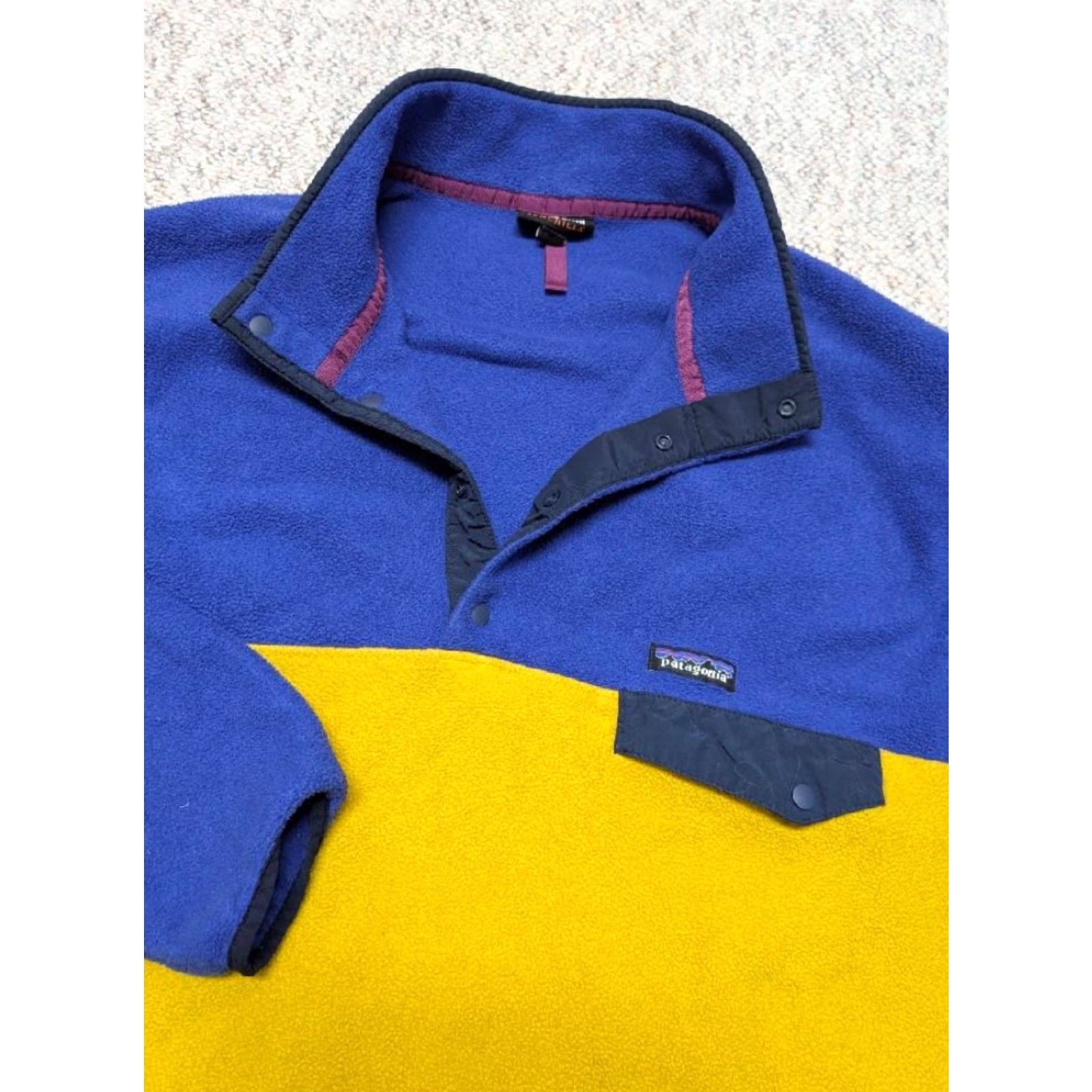 Patagonia VINTAGE Patagonia fleece SNAP-T two tone 2XL blue yellow pullover jacket mens Size US XXL / EU 58 / 5 - 2 Thumbnail