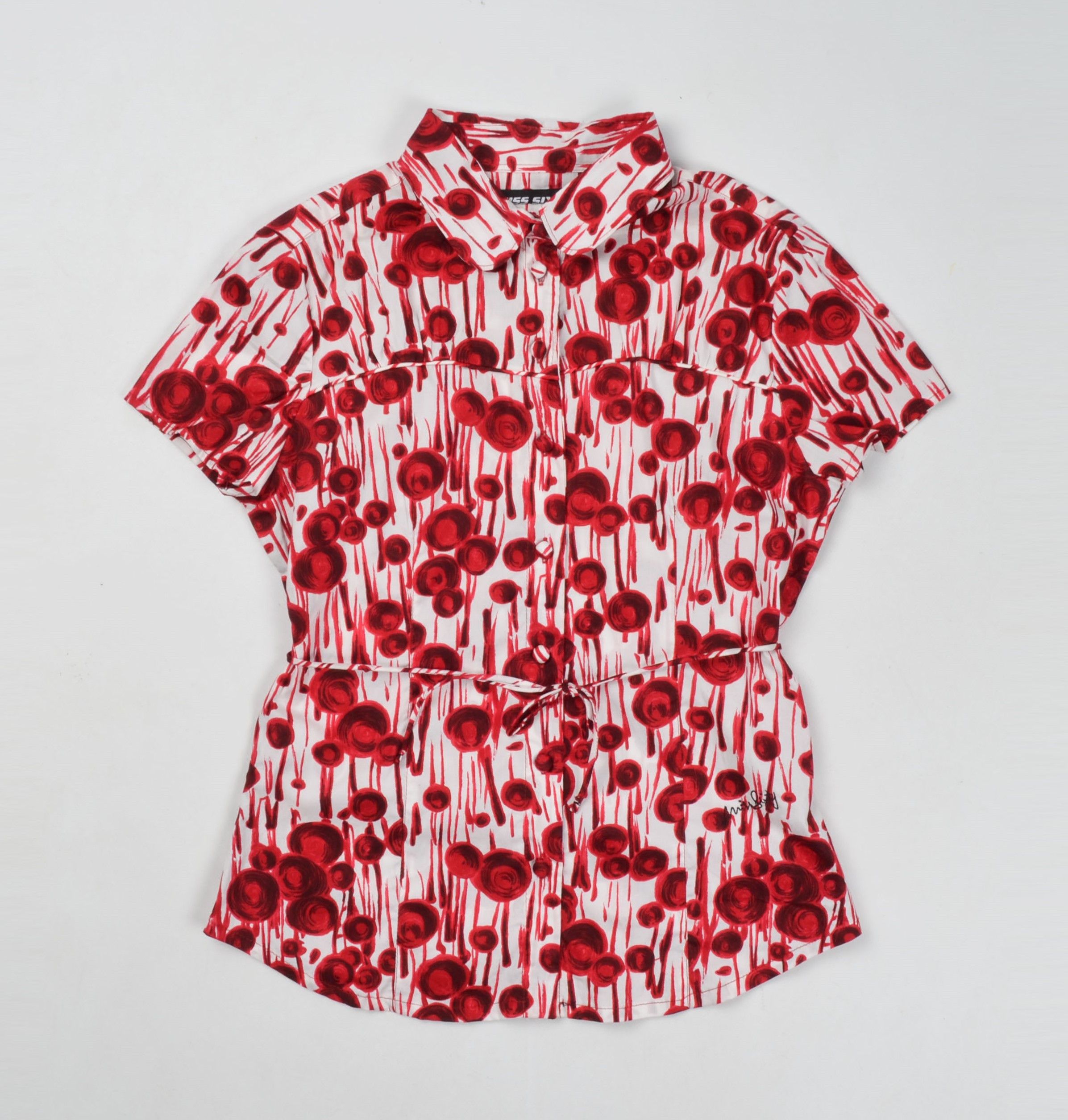 Miss Sixty × Vintage Miss Sixty Y2K Coquette Red Floral Print Short Sleeve Shirt Size L / US 10 / IT 46 - 4 Thumbnail