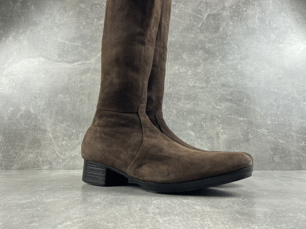 Denis Simachev Denis Simachëv Archives Brown Suede Leather High Boots Size US 11 / EU 44 - 2 Thumbnail