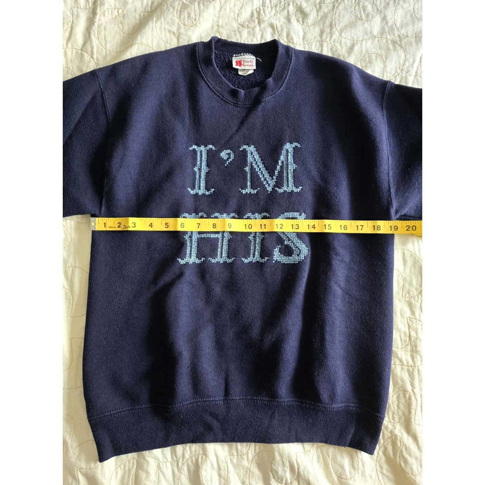 Vintage VINTAGE 80s 90s "I'M HIS" Blue Girlfriend Sweatshirt Bassett Walker Sturdy Sweats M Womens Size M / US 6-8 / IT 42-44 - 5 Thumbnail