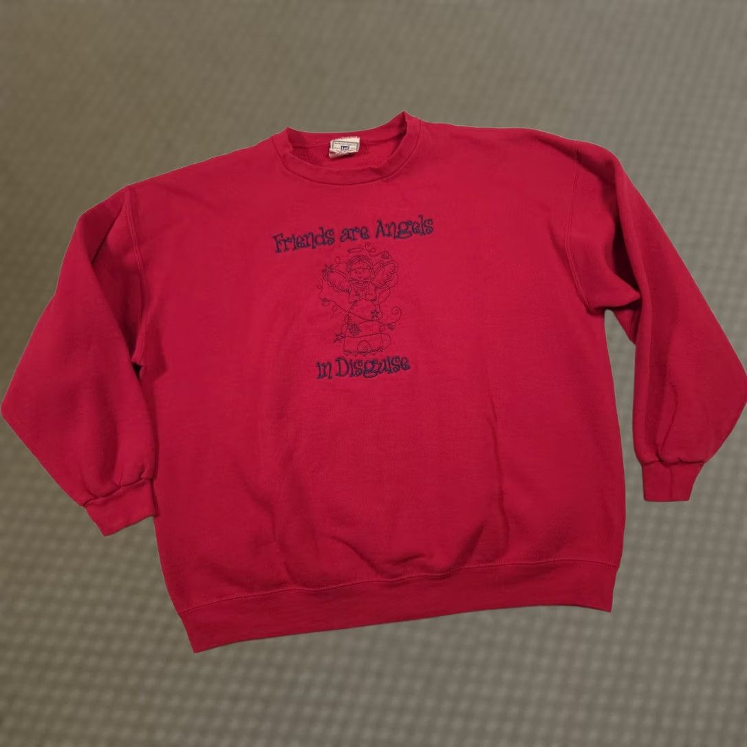 Lee Lee Sweatshirt Mens XL Red Friends Angels In Disguise Graphic Fleece Pullover Size US XL / EU 56 / 4 - 1 Thumbnail