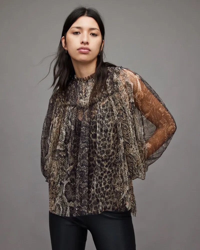 Allsaints Allsaints Perry Noche Animal Print Womens Top Size UK8 US4 Size S / US 4 / IT 40 - 14 Thumbnail