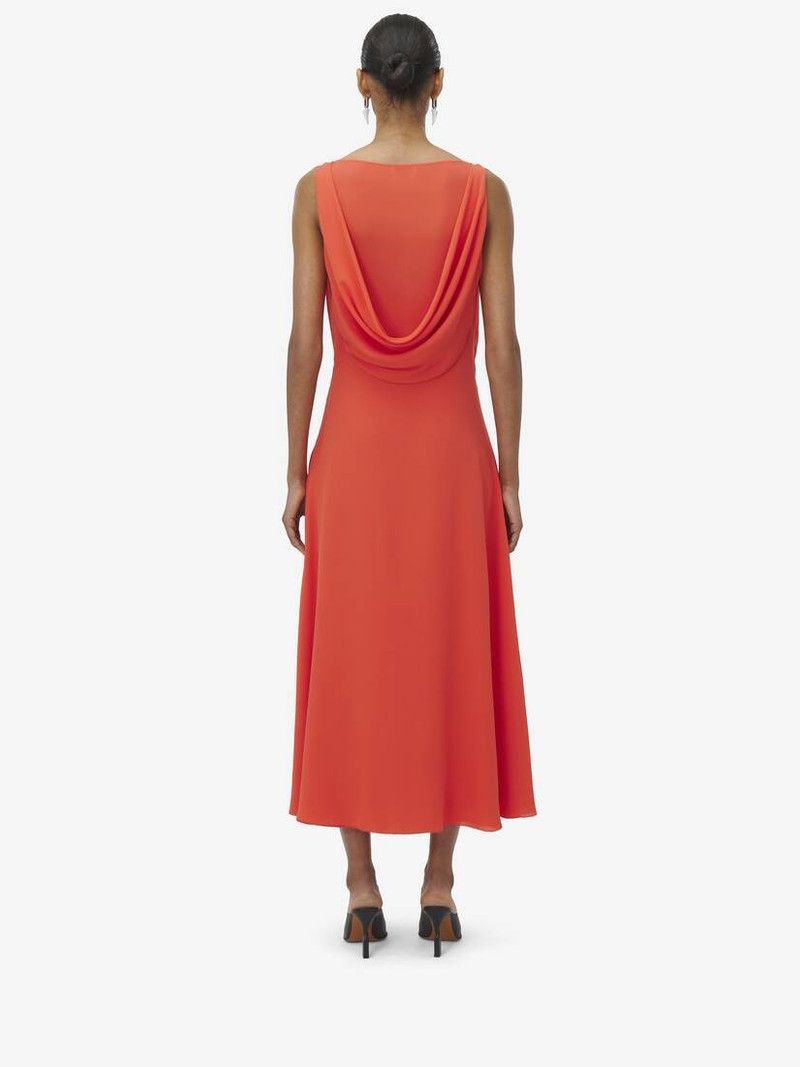 Alexander McQueen o1srvl11e0226 Draped Midi Dress In Coral Size M / US 6-8 / IT 42-44 - 4 Thumbnail