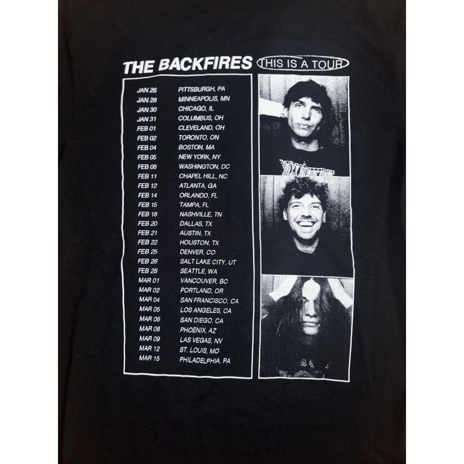 Band Tees The Backfires Band T-Shirt Black Medium 19x28 Indie Rock Size US M / EU 48-50 / 2 - 2 Thumbnail
