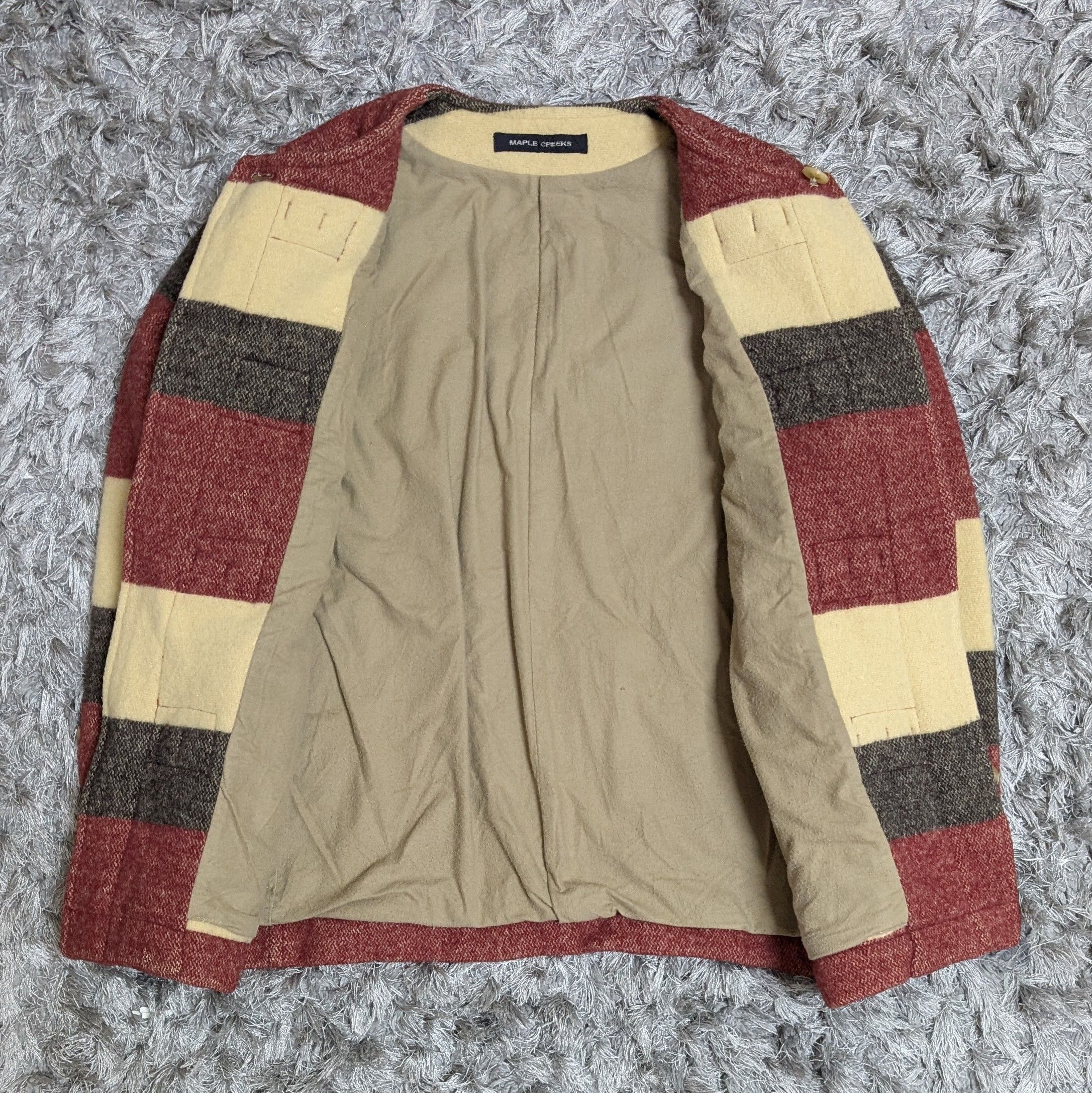 Japanese Brand Vintage Maple Creeks Japan Striped Jacket Wool Duffle Coat Size M / US 6-8 / IT 42-44 - 3 Thumbnail