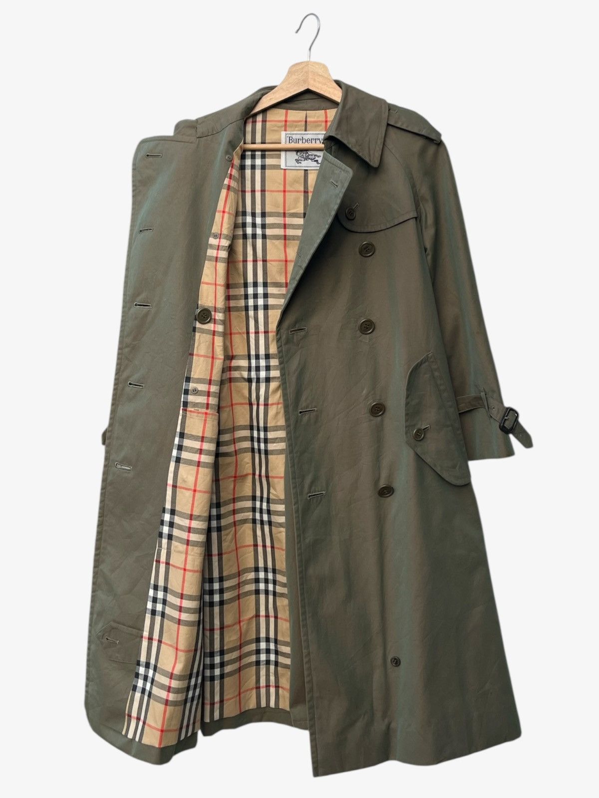 Burberry 80s/90s Burberrys Trench Coat Classic Double Breasted Olive Size S / US 4 / IT 40 - 6 Thumbnail