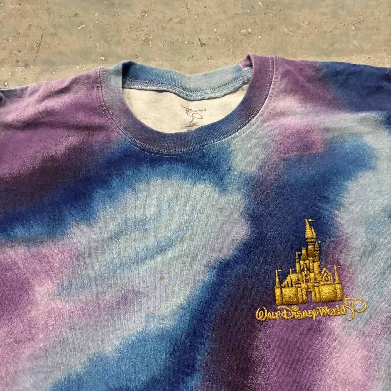 Disney Walt Disney World 50th Anniversary Grand Finale Blue & Purple Tie Dye Spirit Jersey! Size US L / EU 52-54 / 3 - 3 Thumbnail