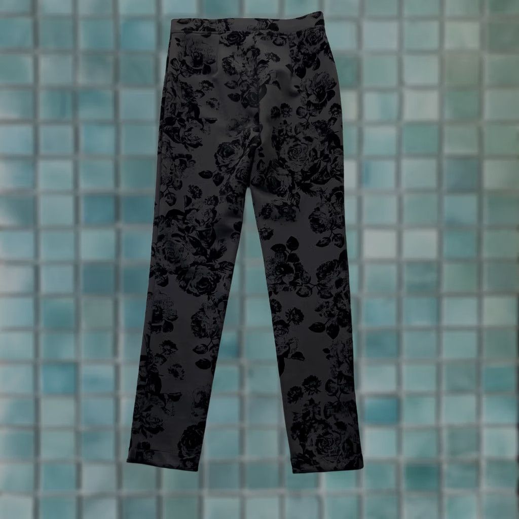 Joseph Ribkoff VINTAGE Joseph Ribkoff Pants Womens Medium Black Floral Velvet Tapered Leg Size 32" / US 10 / IT 46 - 1 Thumbnail