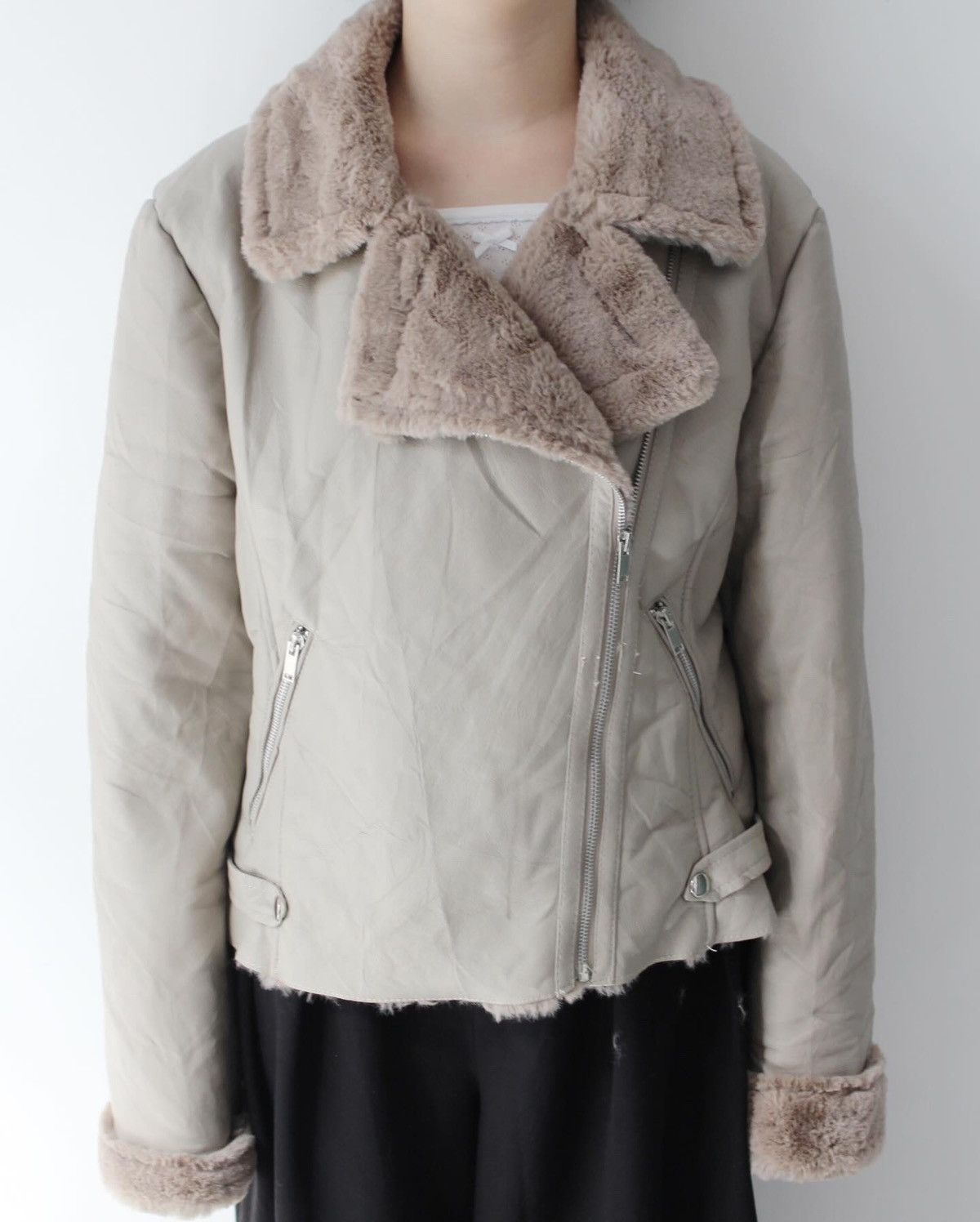 Japanese Brand 2000S FUR LINED LEATHER BIKER JACKET Size US M / EU 48-50 / 2 - 1 Thumbnail