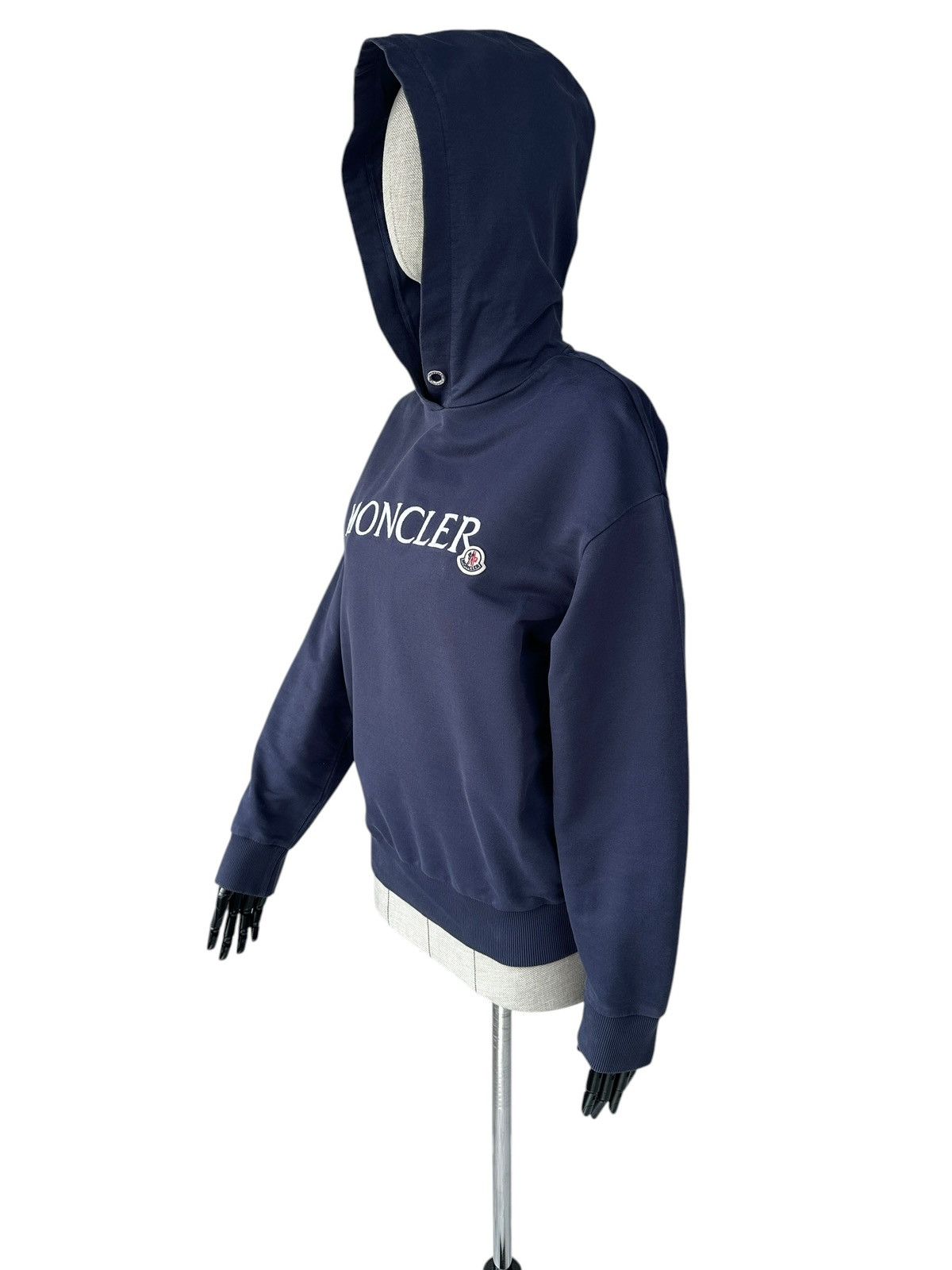 Moncler MONCLER Women’s Big Logo Navy Cotton Hoodie Sweatshirt Sz XS Size XS / US 0-2 / IT 36-38 - 3 Thumbnail