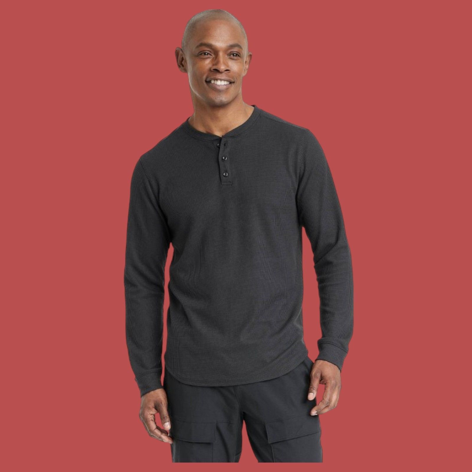 Other All In Motion - Men's Waffle-Knit Henley Athletic Top - Blac Size US XXL / EU 58 / 5 - 1 Thumbnail