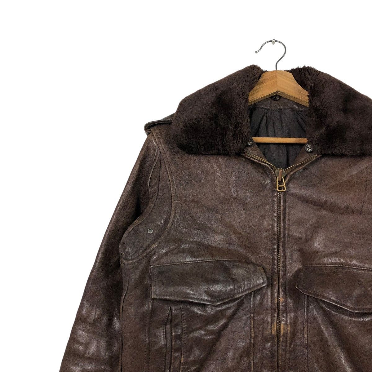 Japanese Brand 🔥VINTAGE LEATHER JACKET BIKER FREETIME FUR COLLAR Size US S / EU 44-46 / 1 - 3 Thumbnail