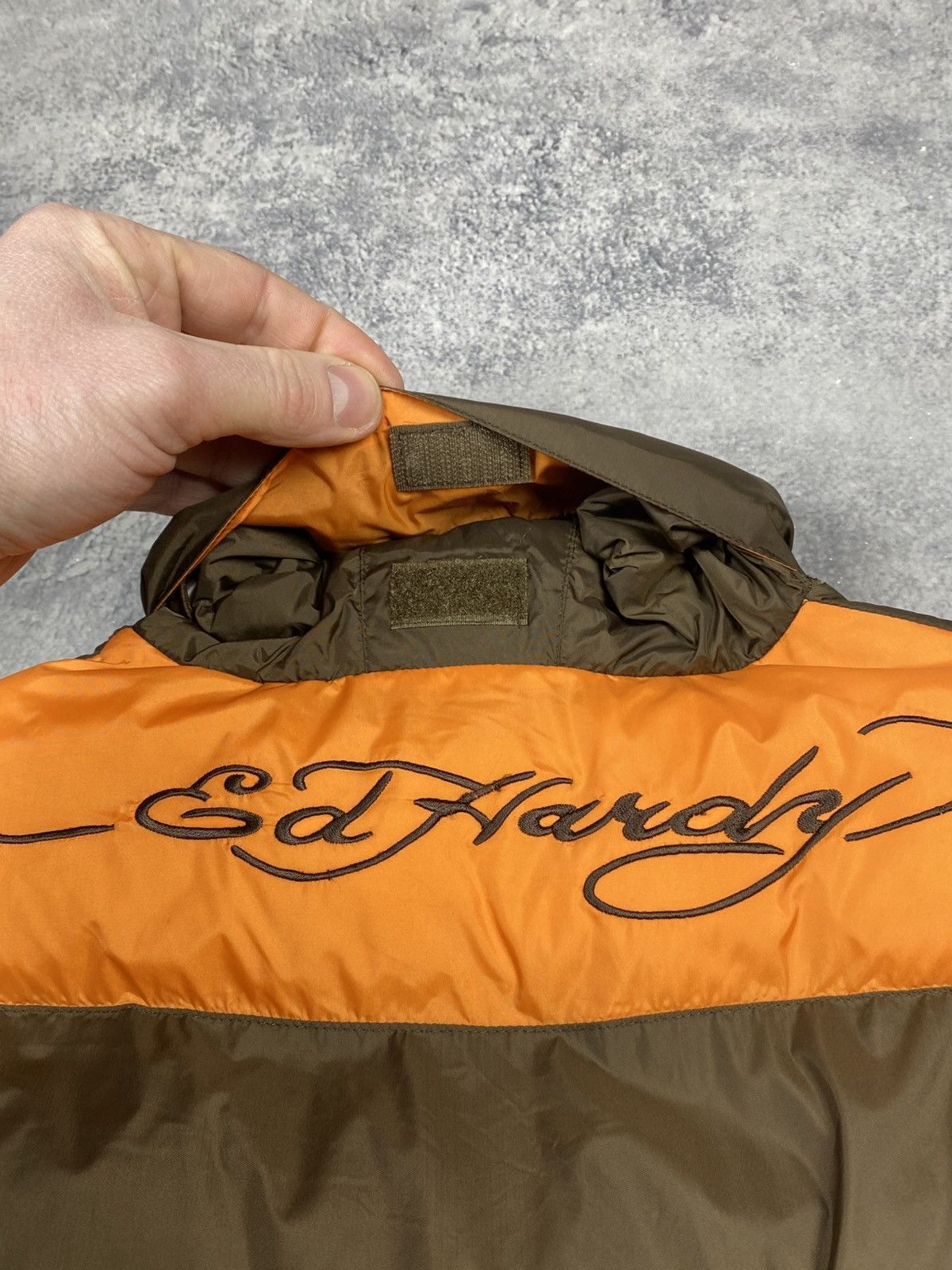 Ed Hardy Ed Hardy by Christian Audigier Y2K Boys Puffer Jacket Brown Size US XXS / EU 40 - 21 Thumbnail